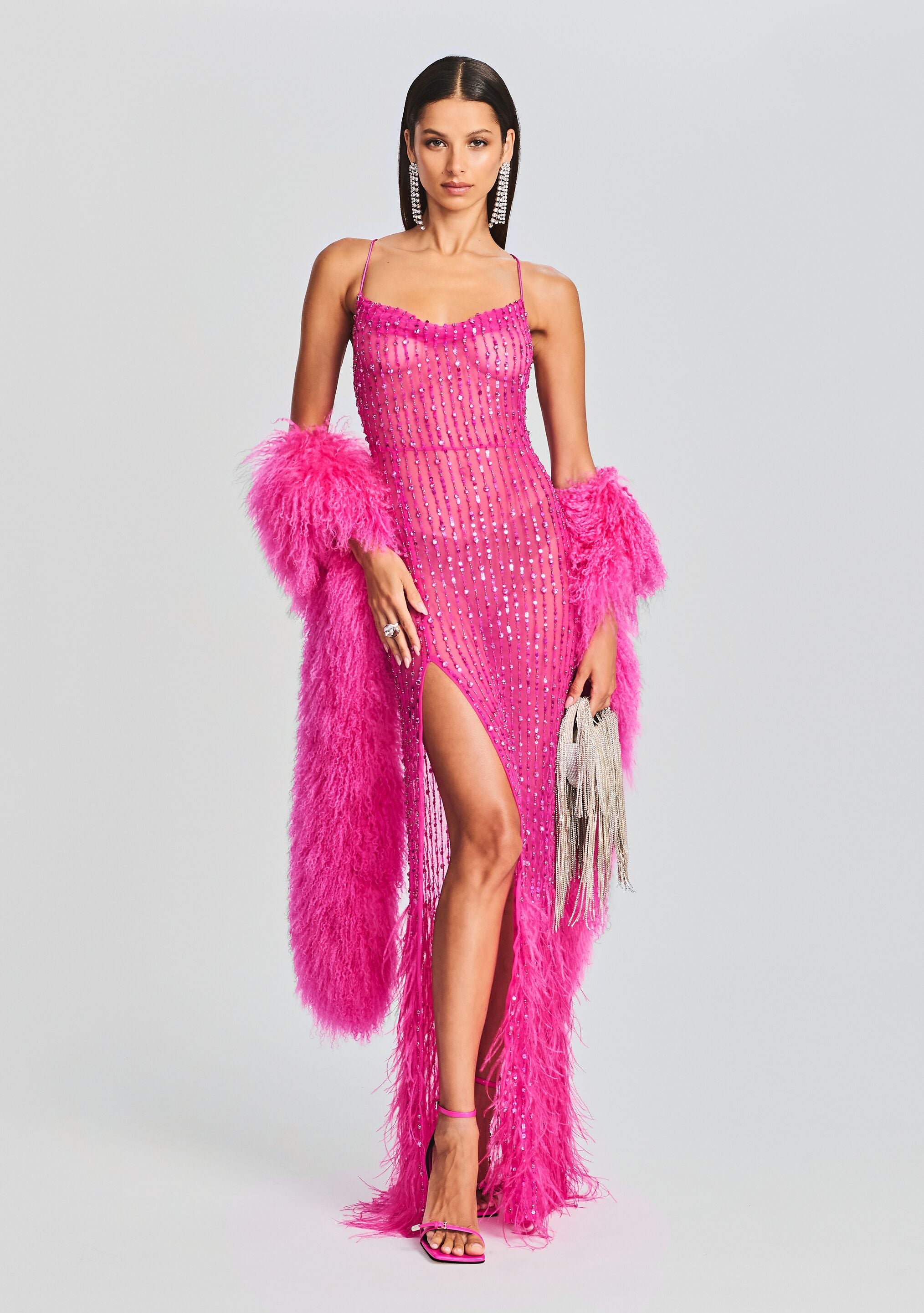 Alessandra Embellished Dress-Cup Shy
