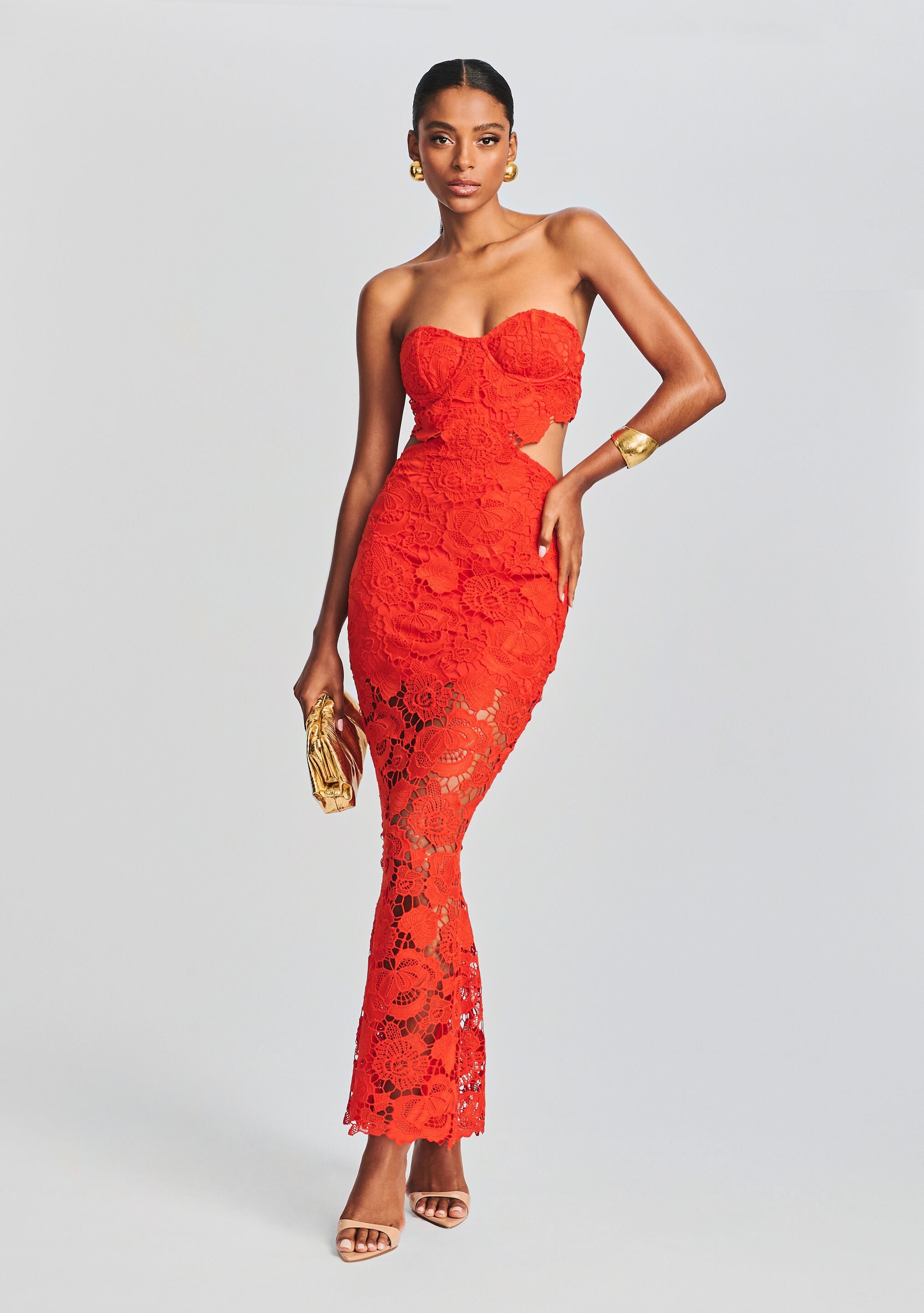 Eliza Lace Maxi Dress-Cup Shy