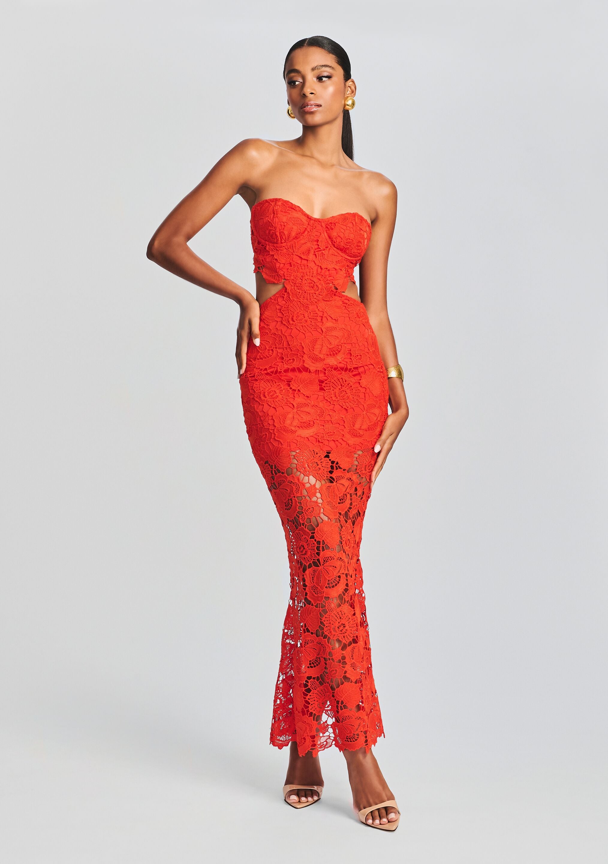 Eliza Lace Maxi Dress-Cup Shy