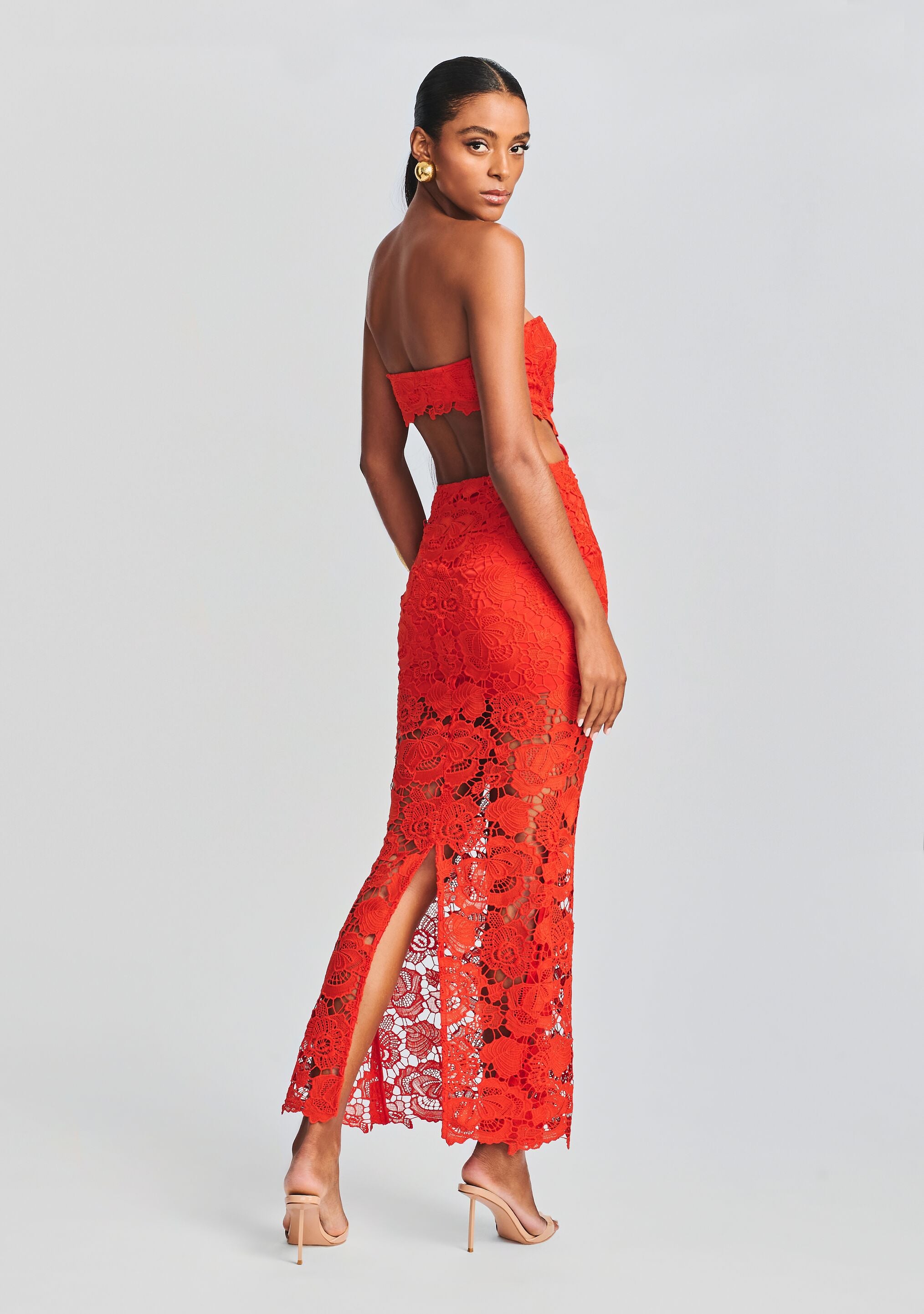 Eliza Lace Maxi Dress-Cup Shy