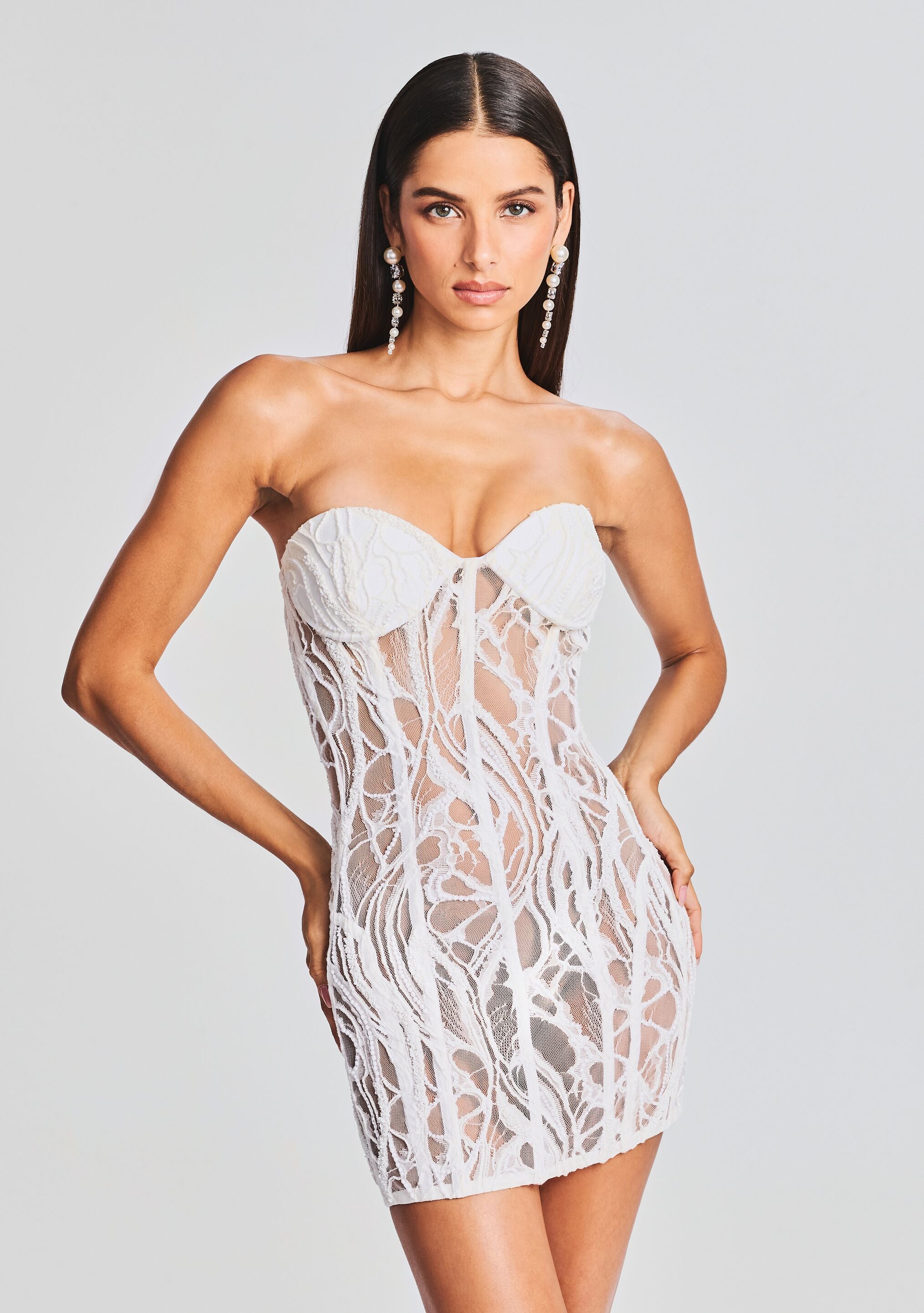 Bryson Embellished Lace Dress-Cup Shy