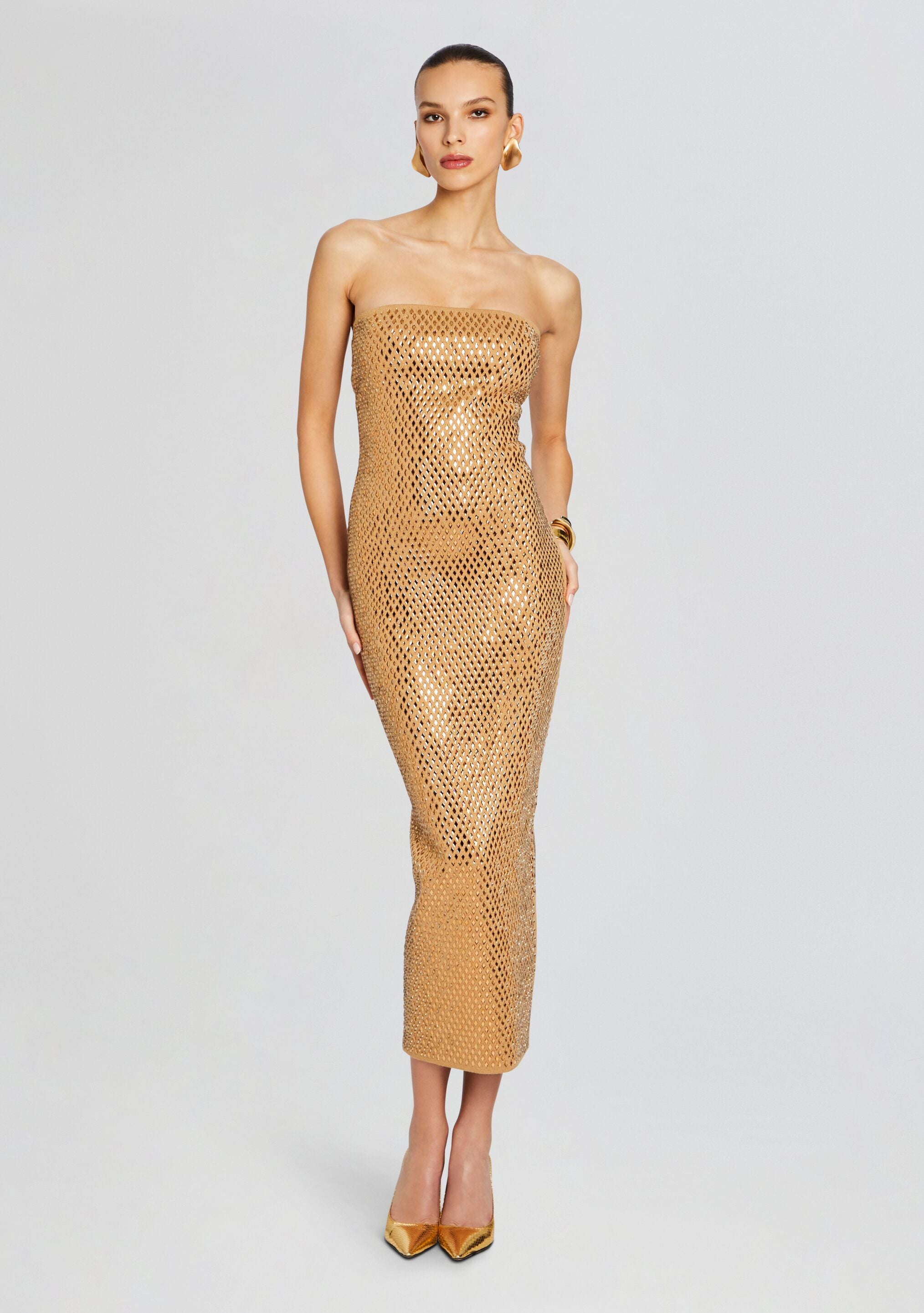 Boa Embellished Knit Dress-Cup Shy