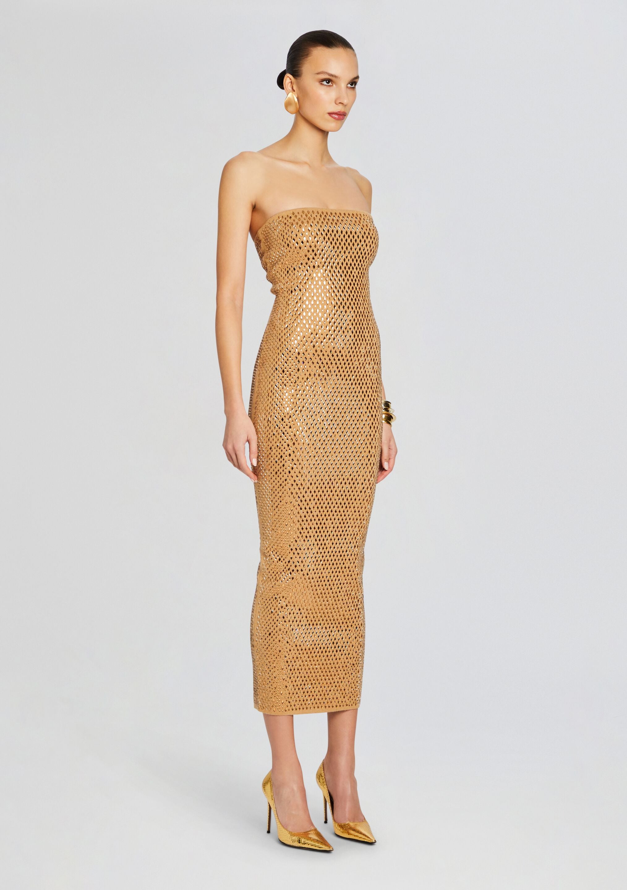 Boa Embellished Knit Dress-Cup Shy