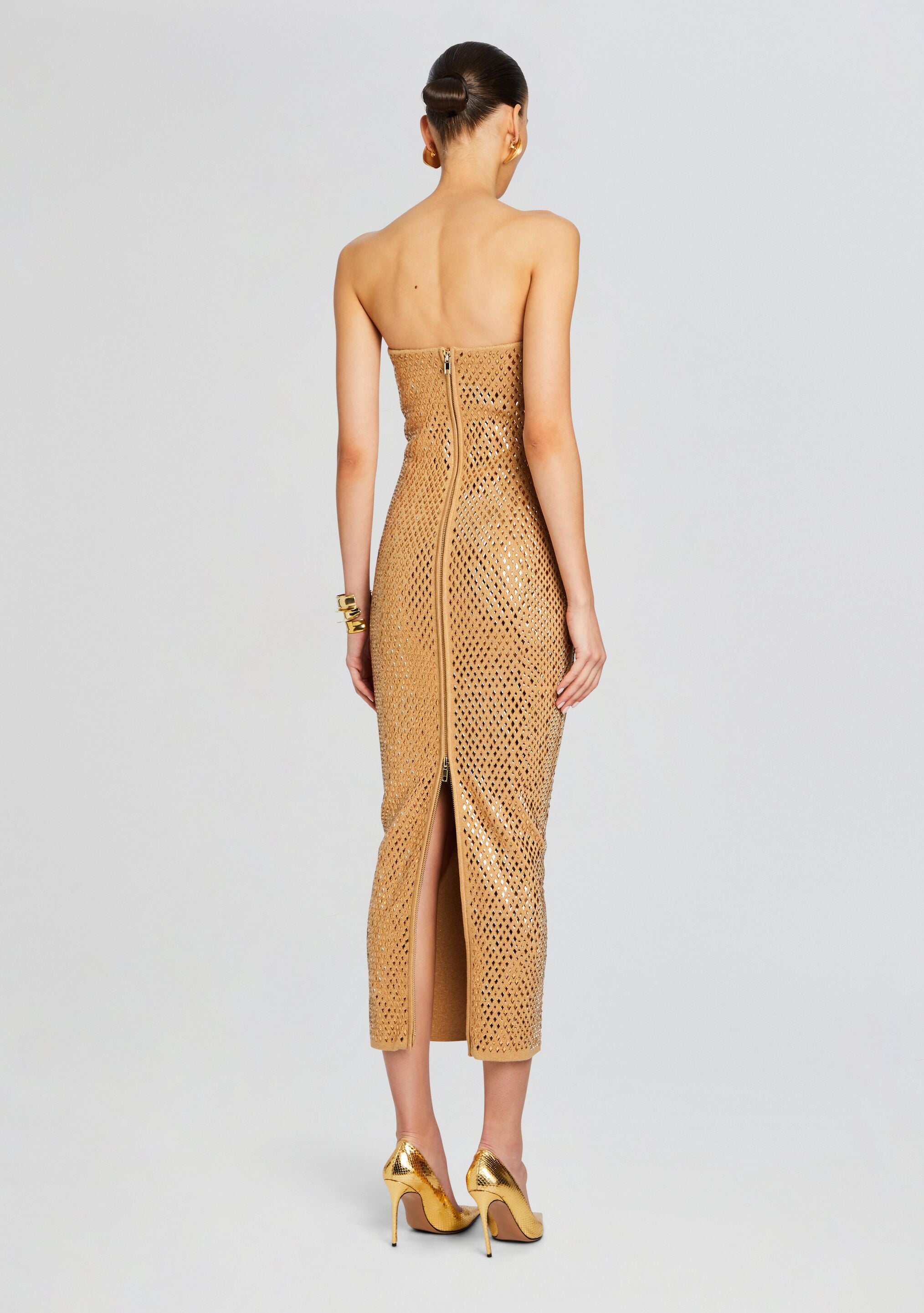 Boa Embellished Knit Dress-Cup Shy