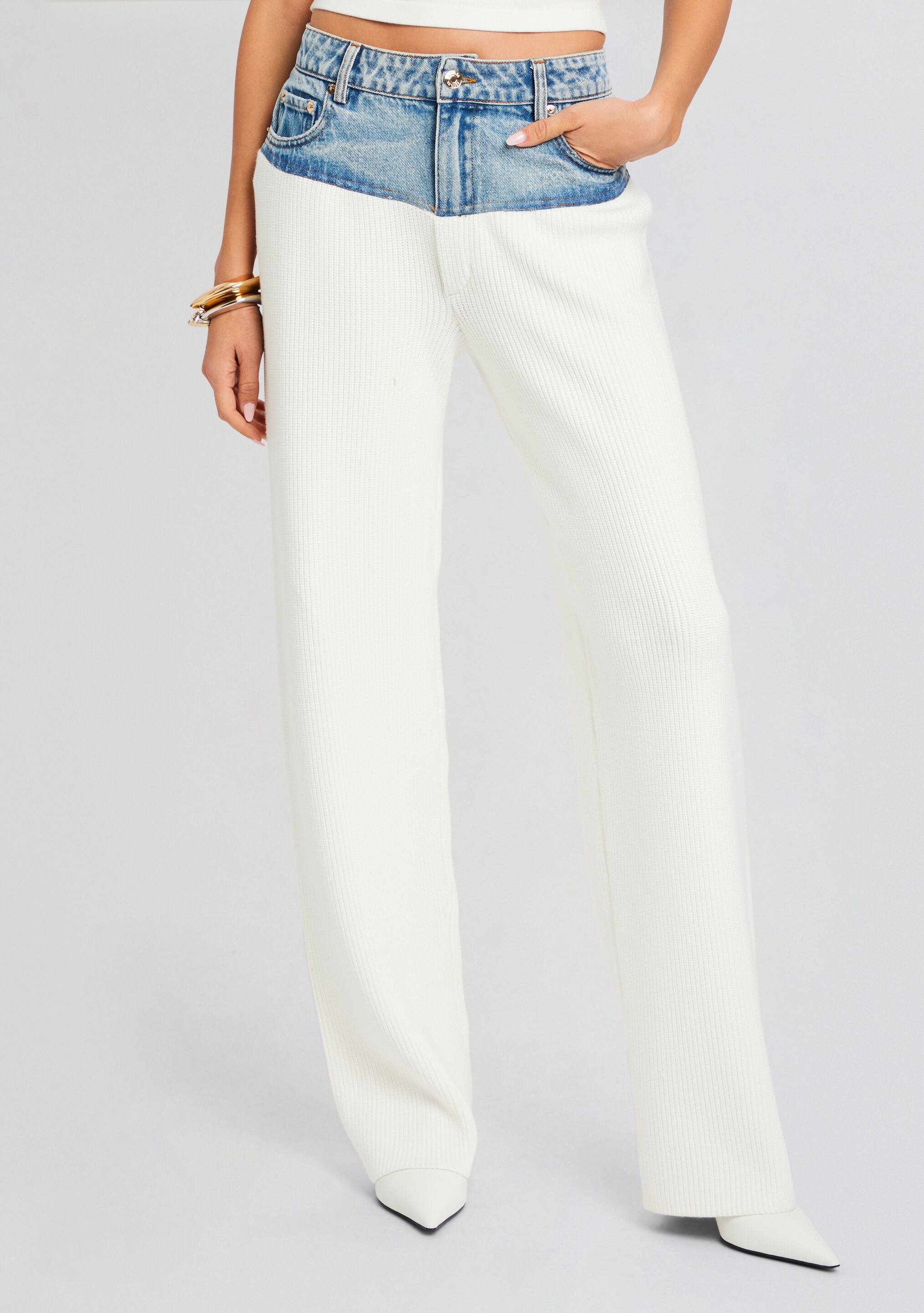 Chani Knit Denim Pant-Cup Shy