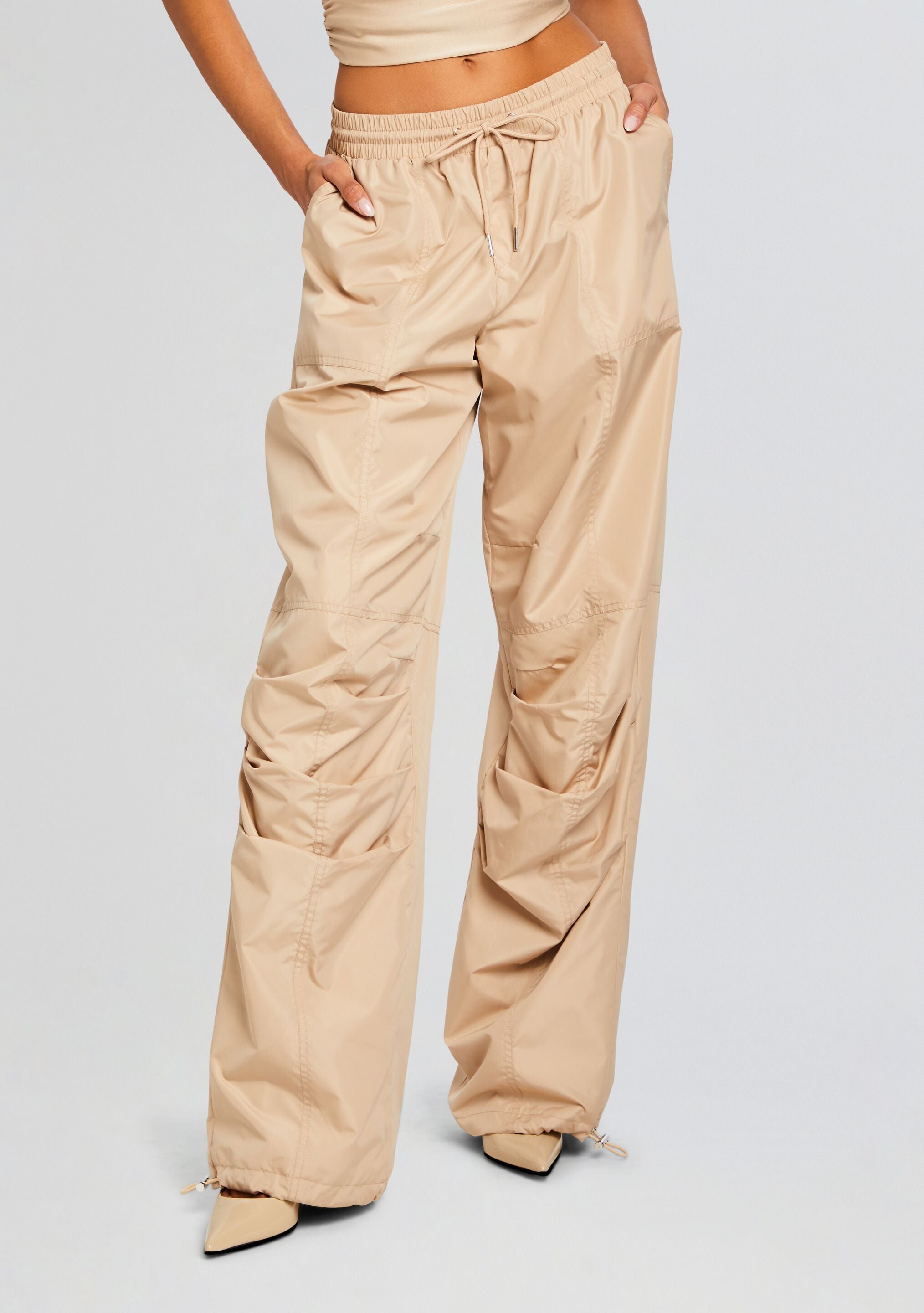 Adelia Ruched Cargo Pant-Cup Shy