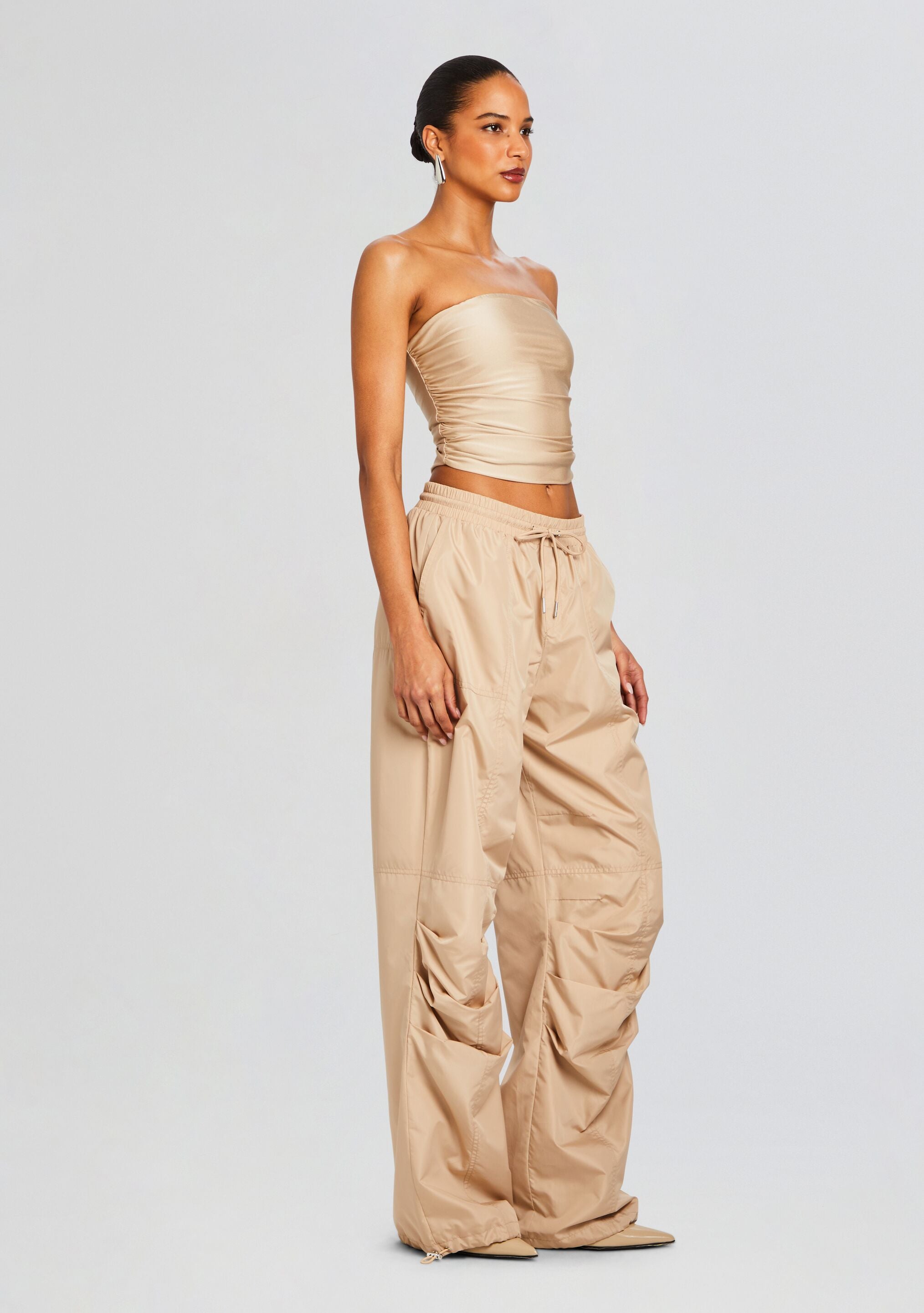 Adelia Ruched Cargo Pant-Cup Shy