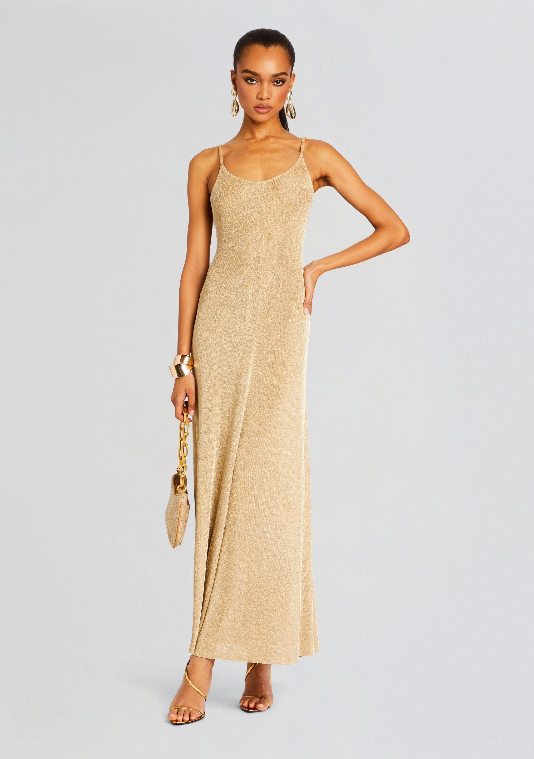 Mabeline Metallic Knit Gown-Cup Shy