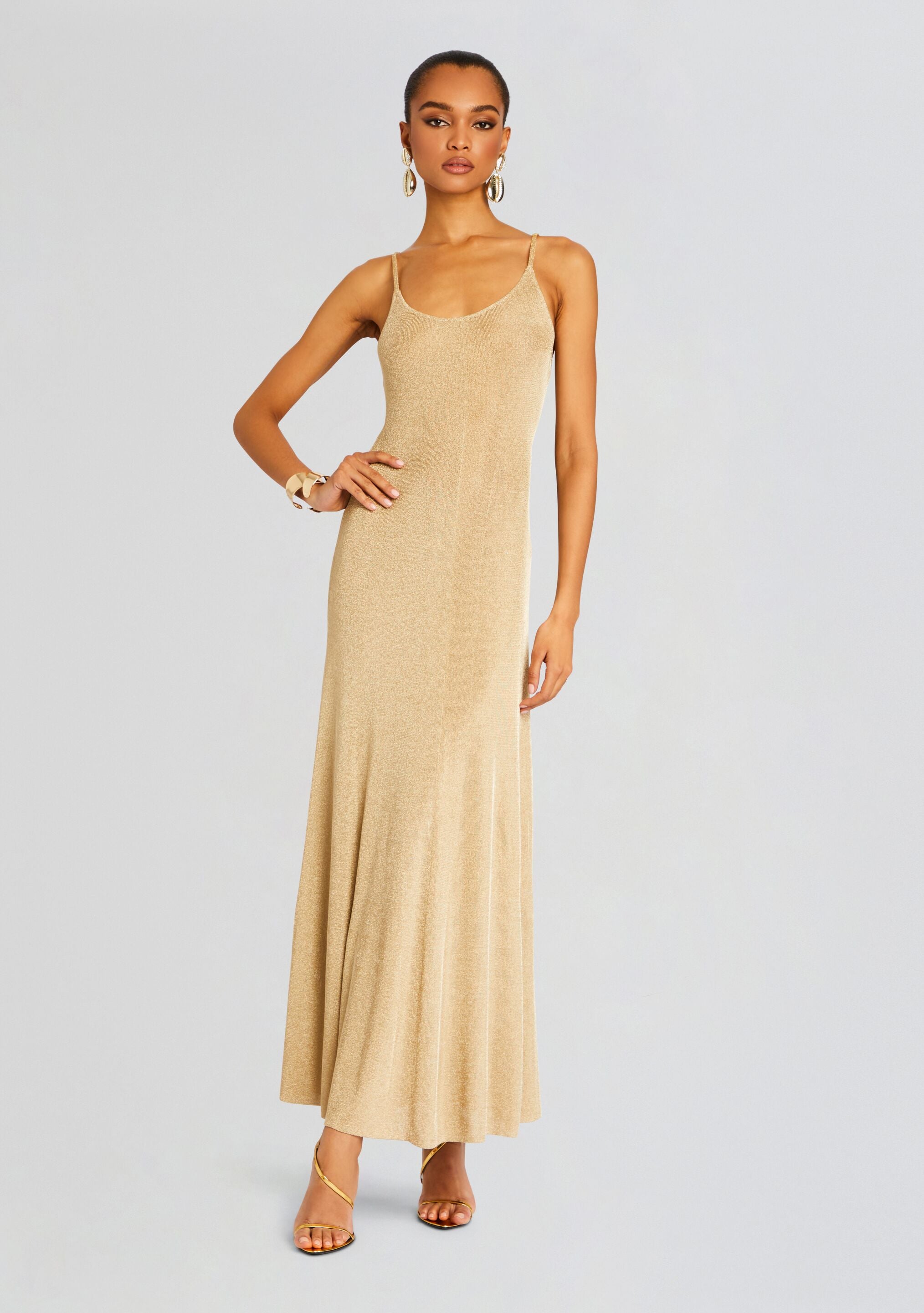Mabeline Metallic Knit Gown-Cup Shy