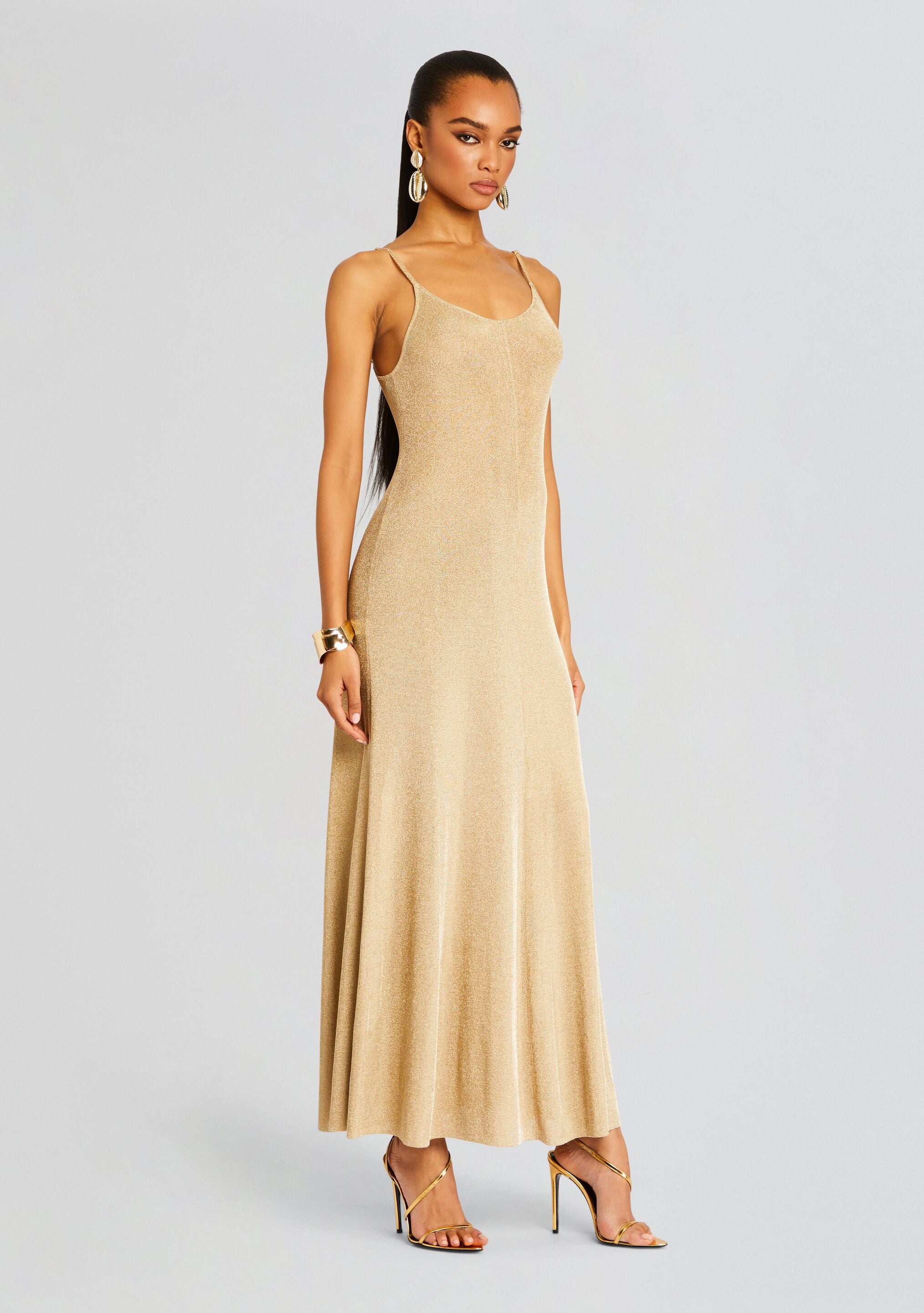 Mabeline Metallic Knit Gown-Cup Shy
