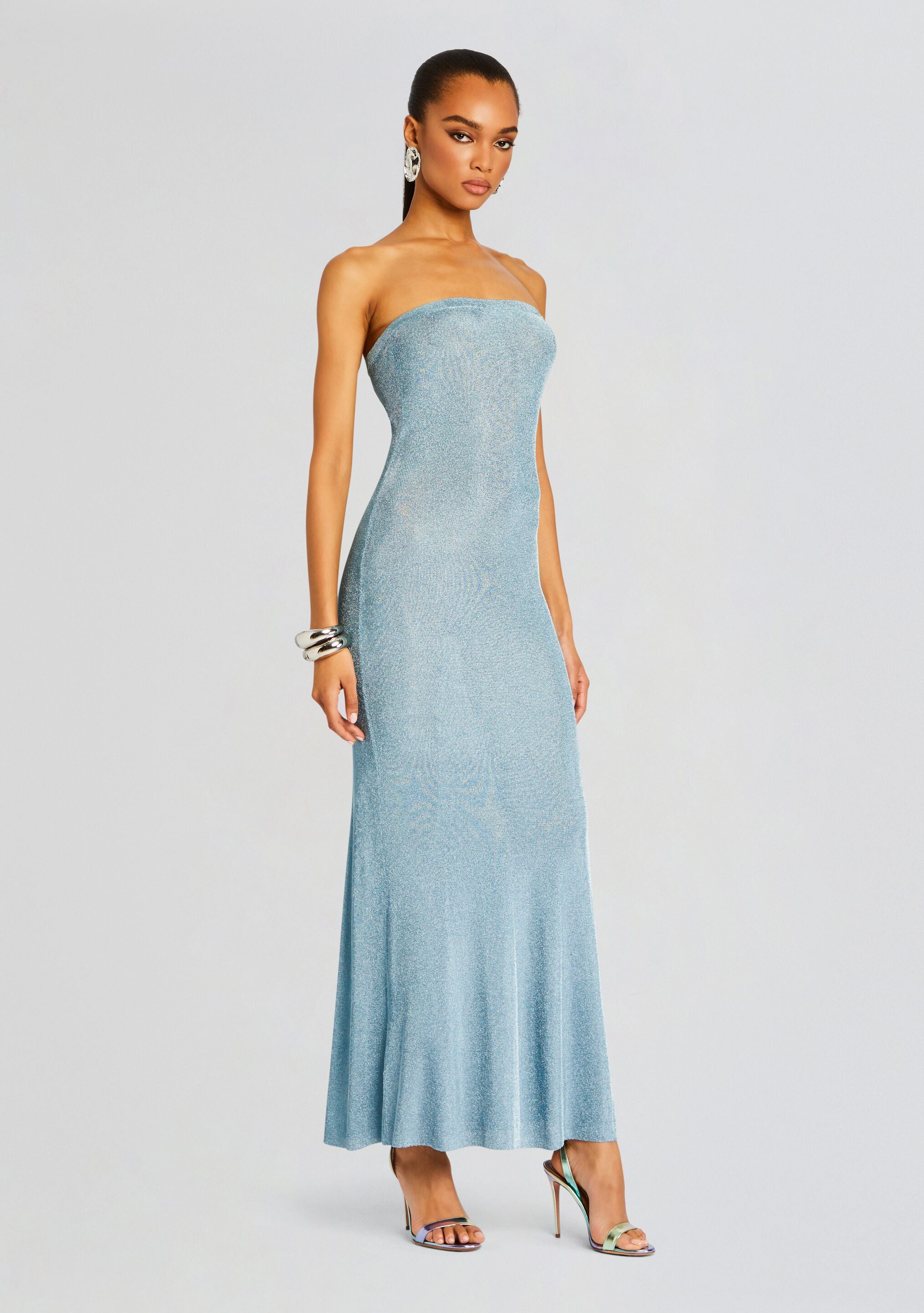 Narissa Metallic Knit Maxi Dress-Cup Shy