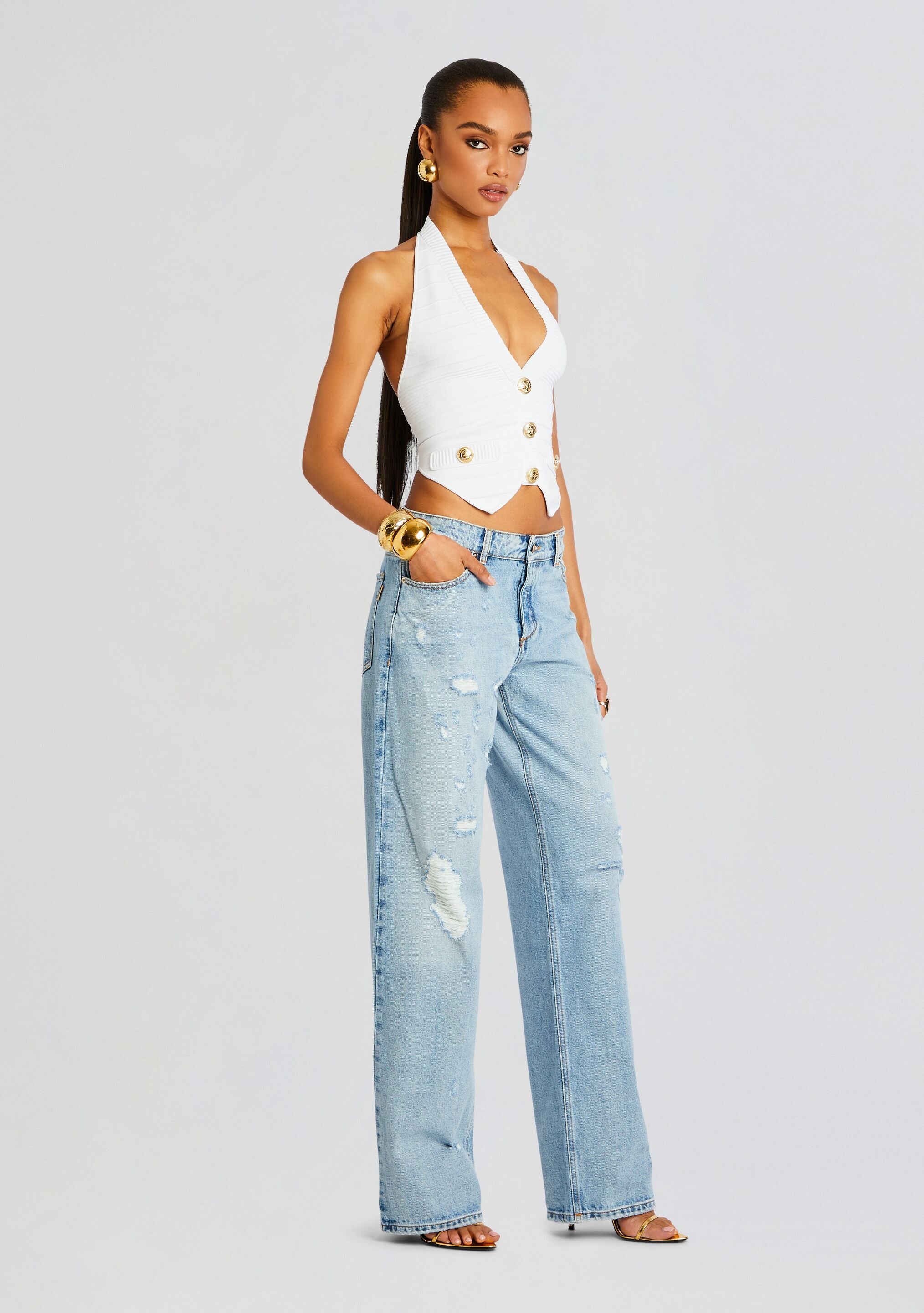 Tinsley Bandage Knit Vest-Cup Shy