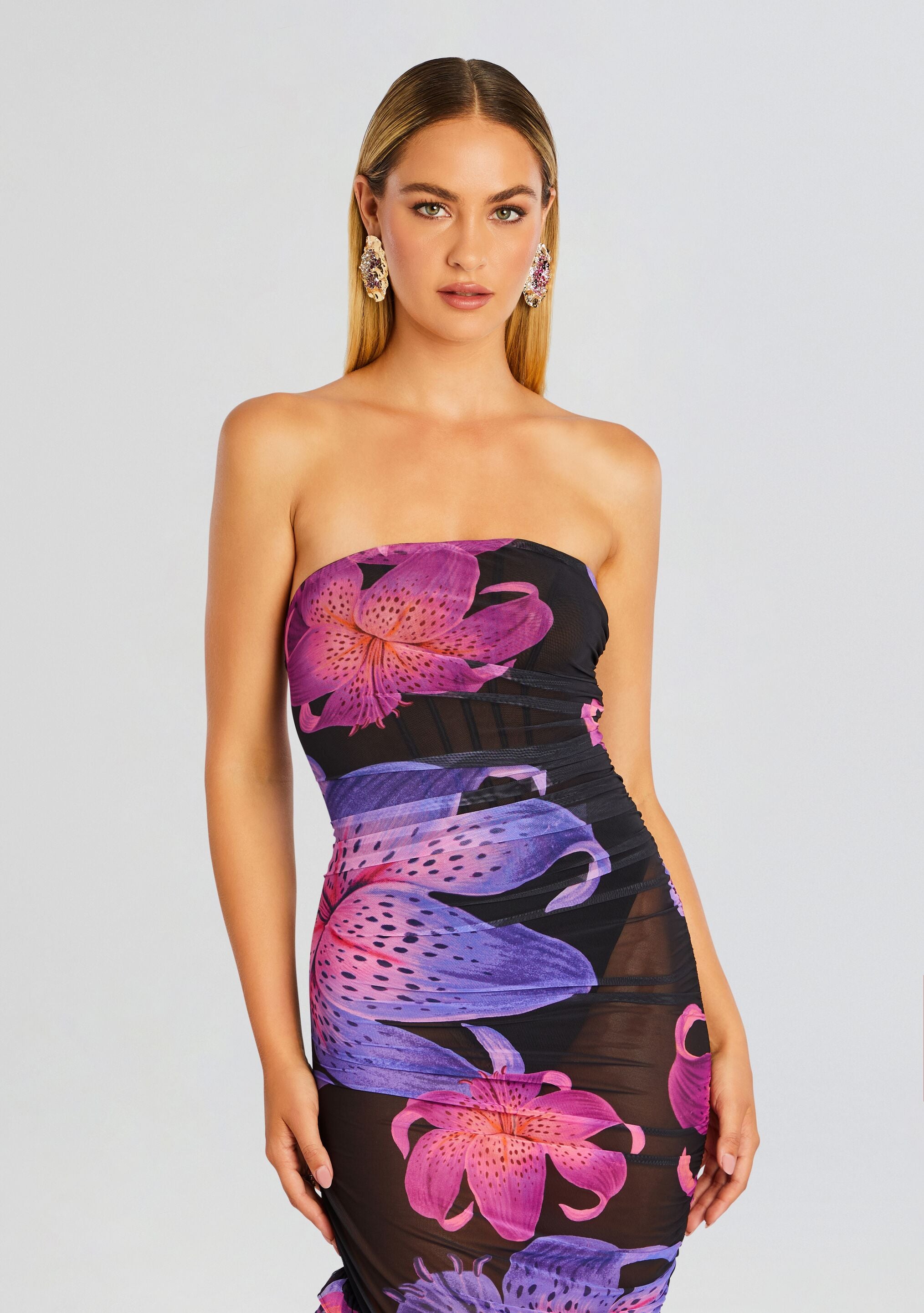 Trista Mesh Dress-Cup Shy