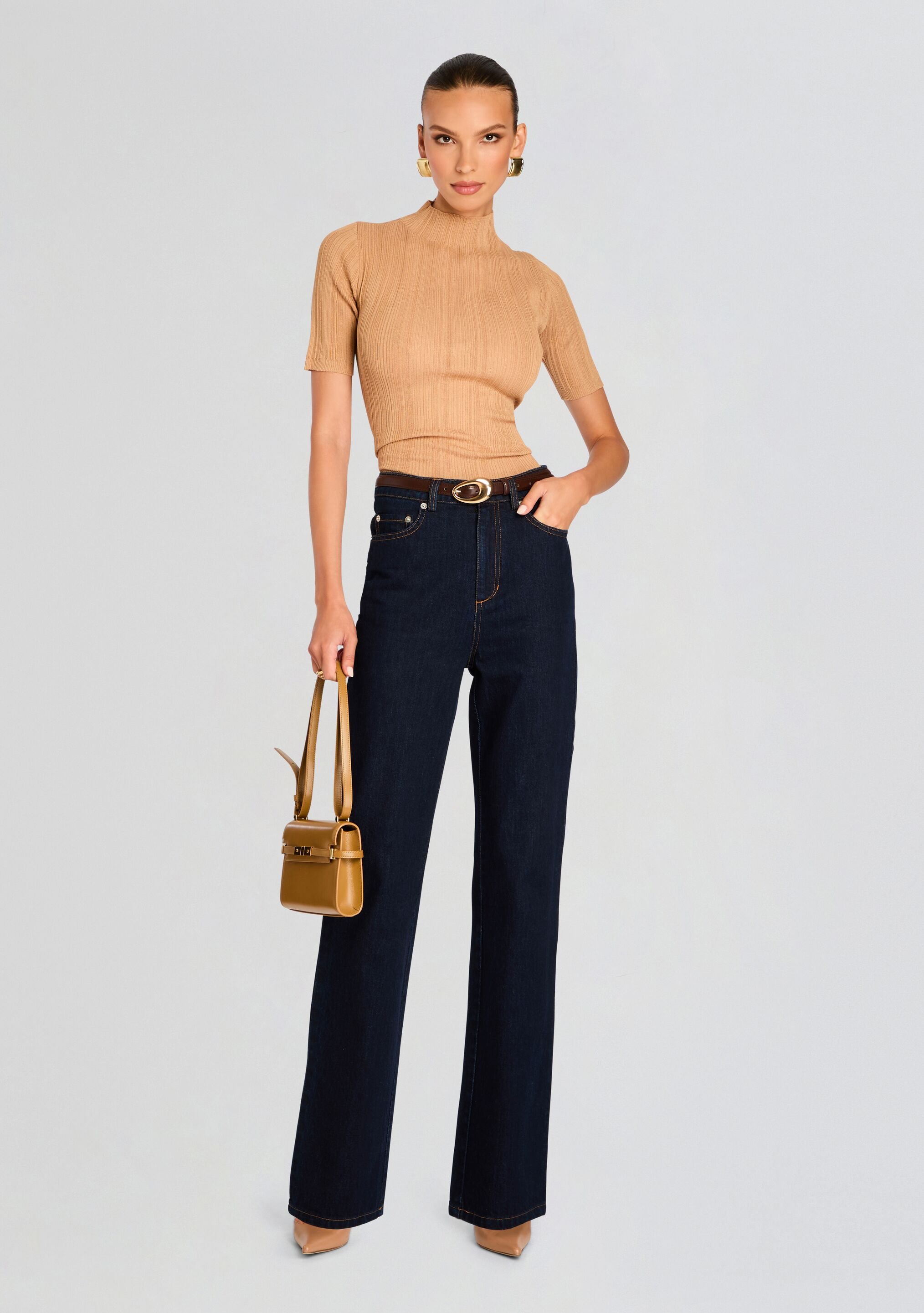 Brooklyn High Rise Straight Jean-Cup Shy