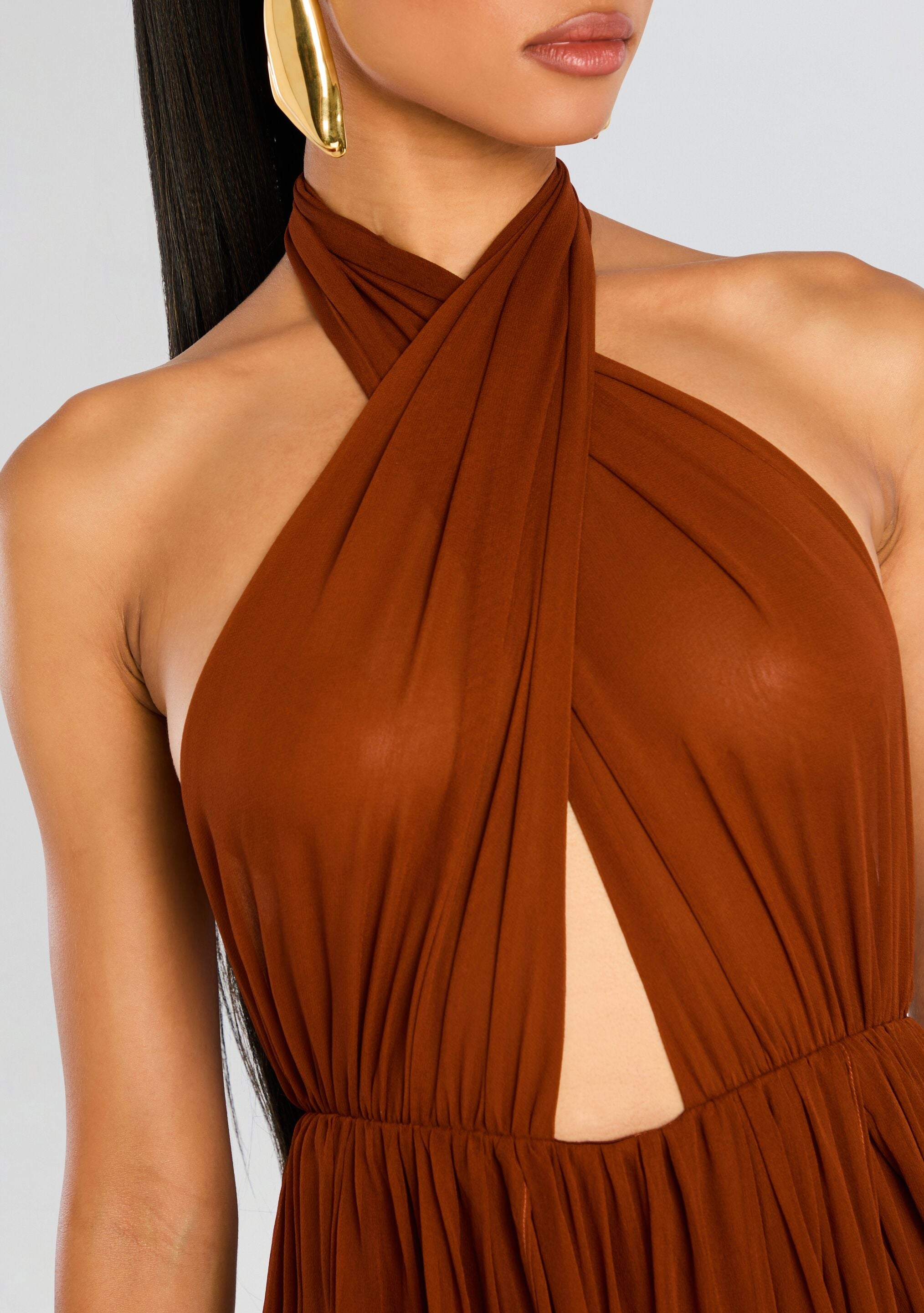 Ina Silk Chiffon Dress-Cup Shy