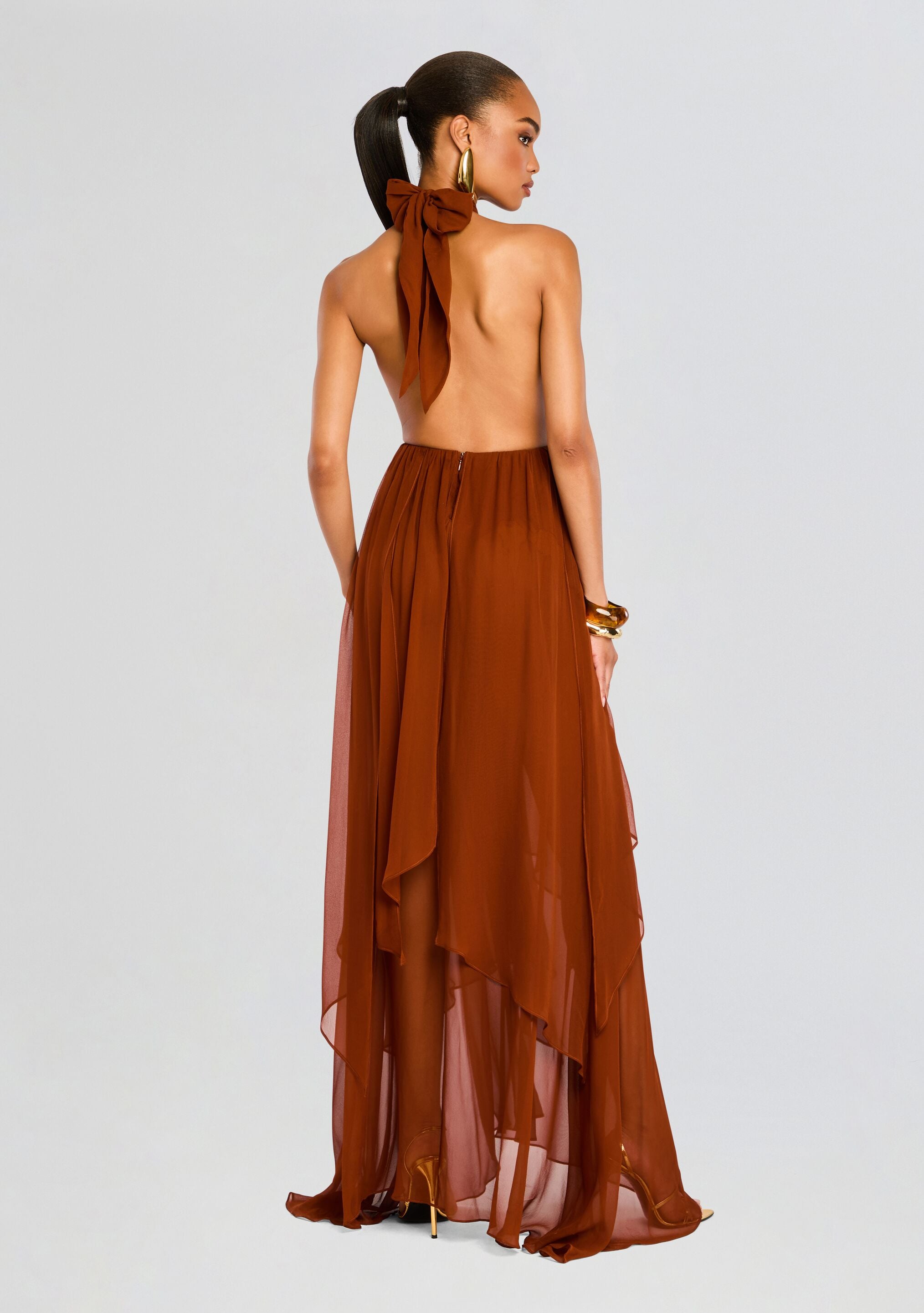 Ina Silk Chiffon Dress-Cup Shy