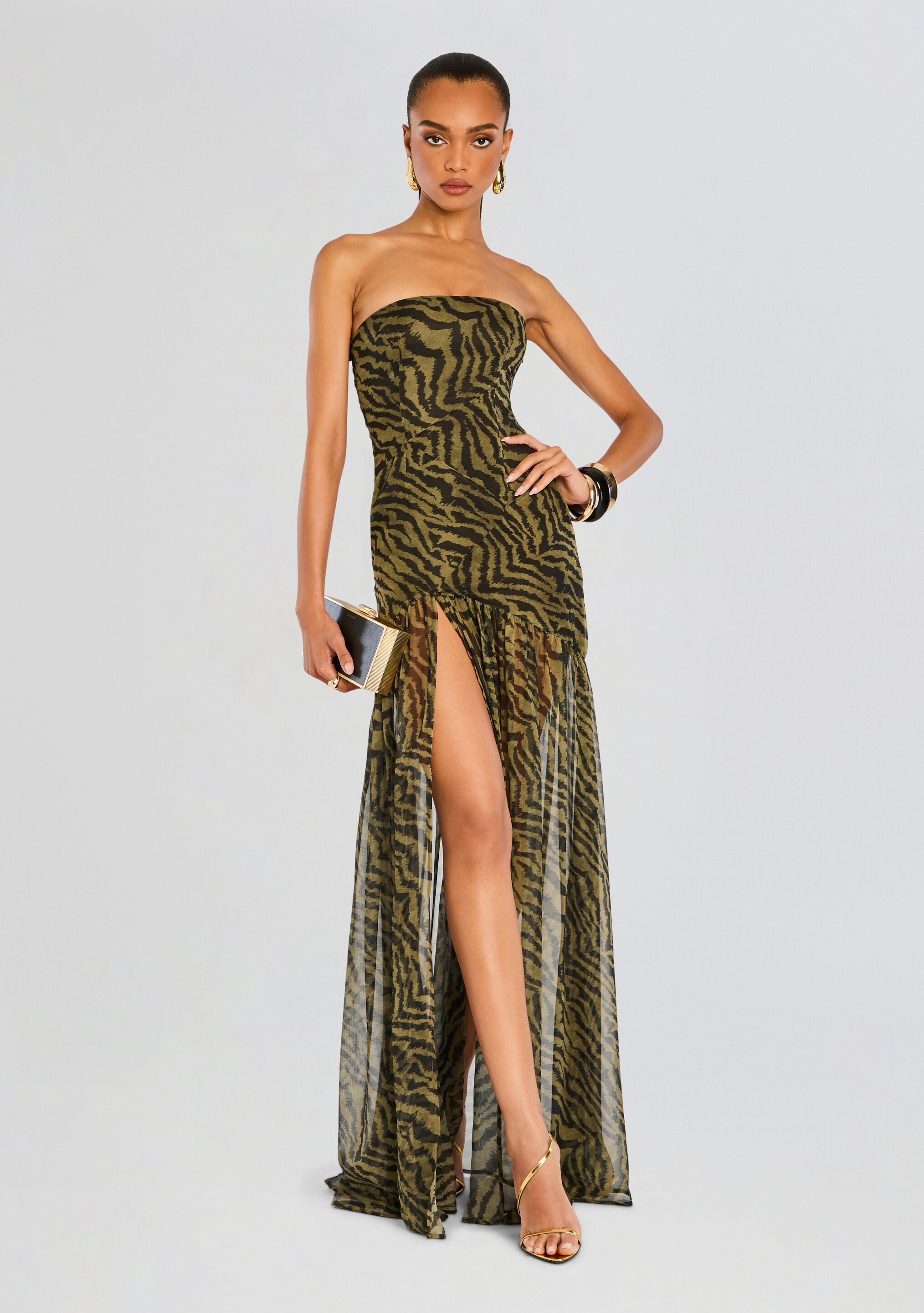 Nicole Silk Chiffon Dress-Cup Shy
