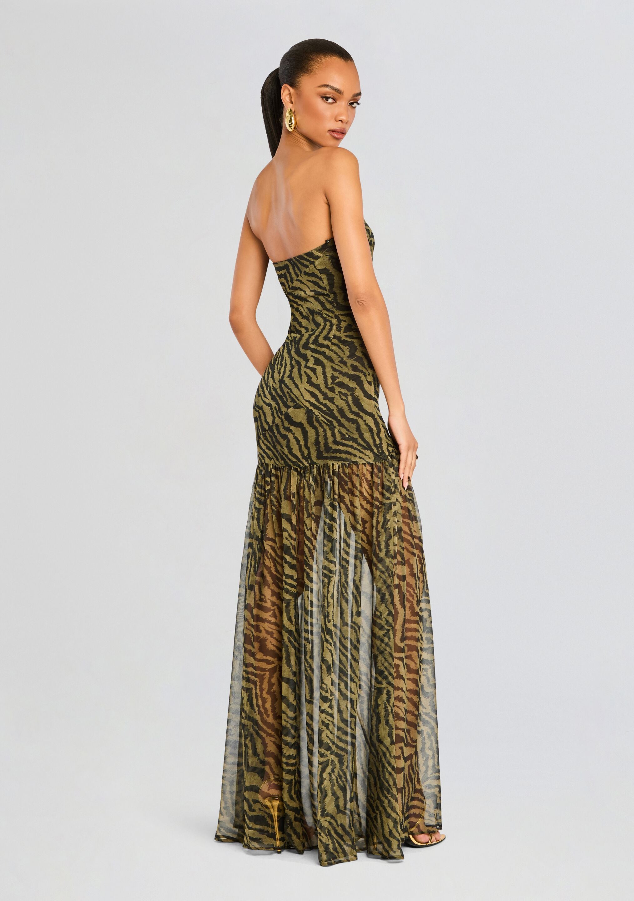 Nicole Silk Chiffon Dress-Cup Shy