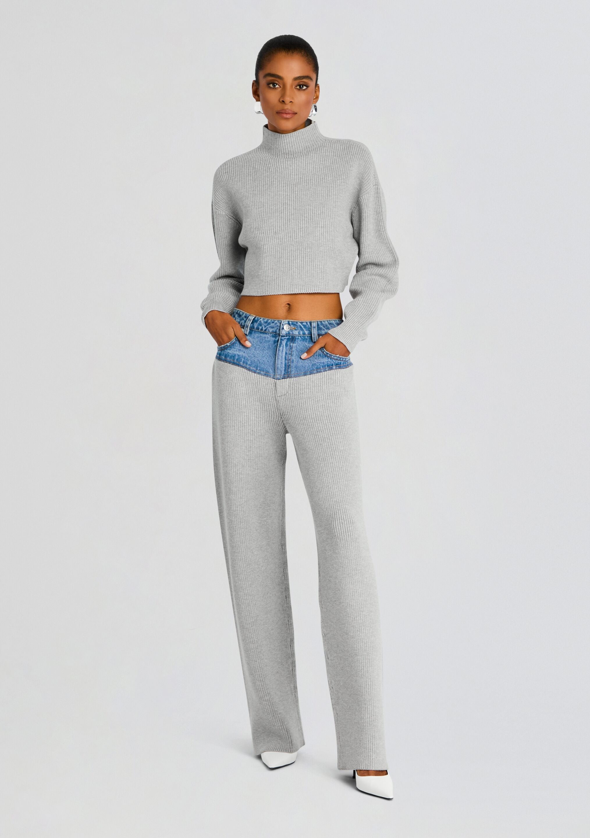 Chani Knit Denim Pant-Cup Shy