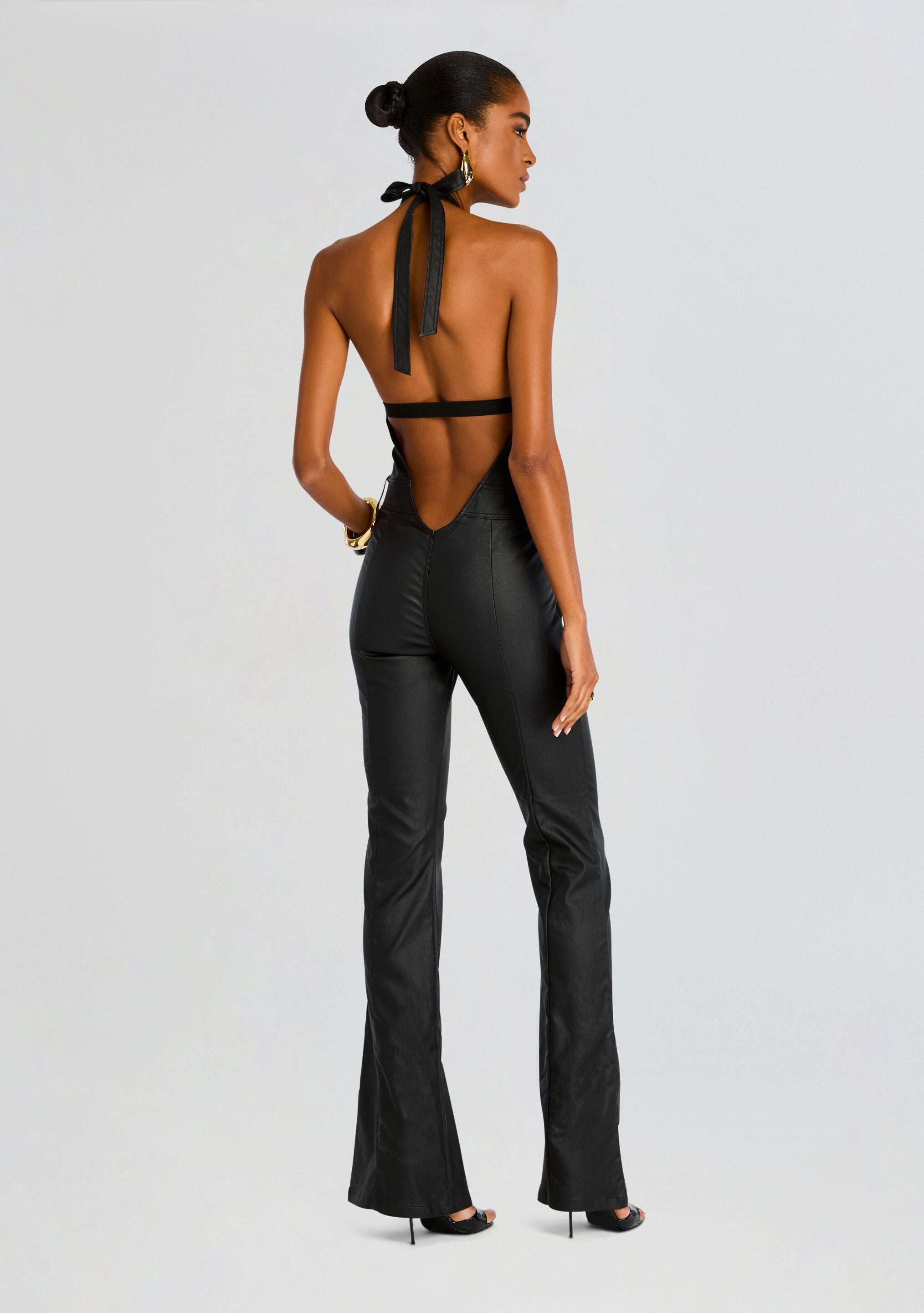 Cynthia Coated Denim Jumpsuit-Cup Shy