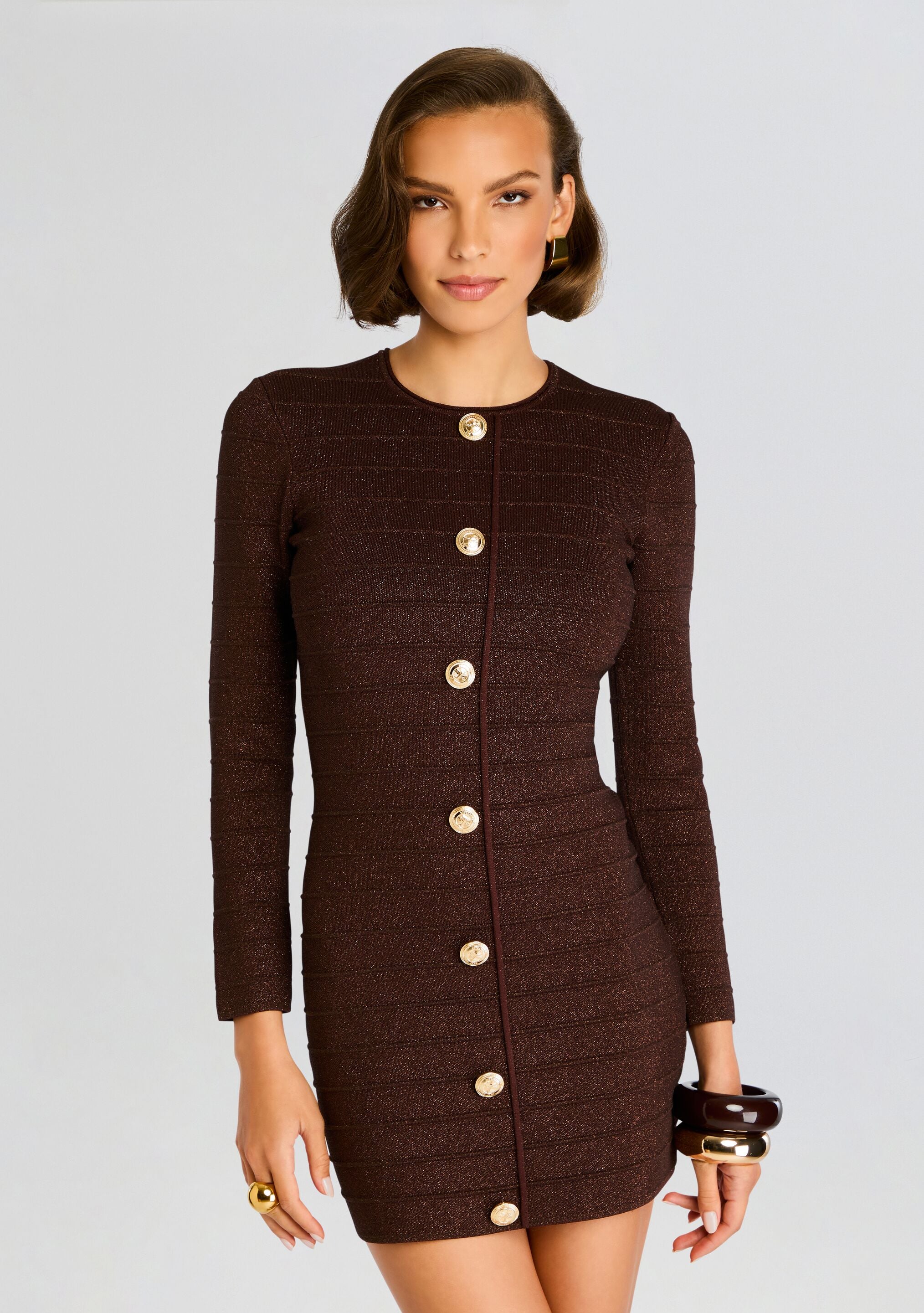 Saylor Bandage Knit Dress-Cup Shy