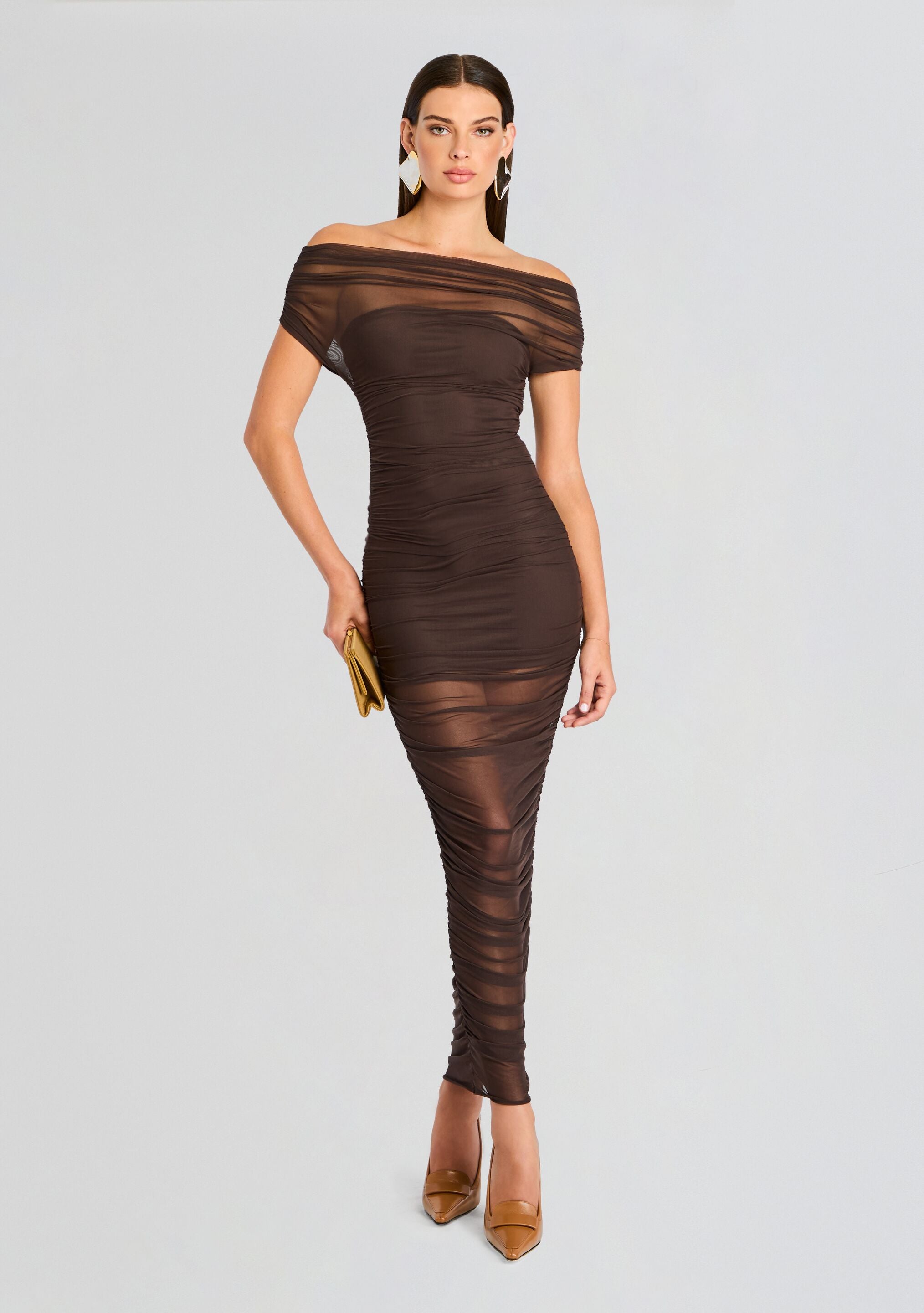 Noel Mesh Midi Dress-Cup Shy