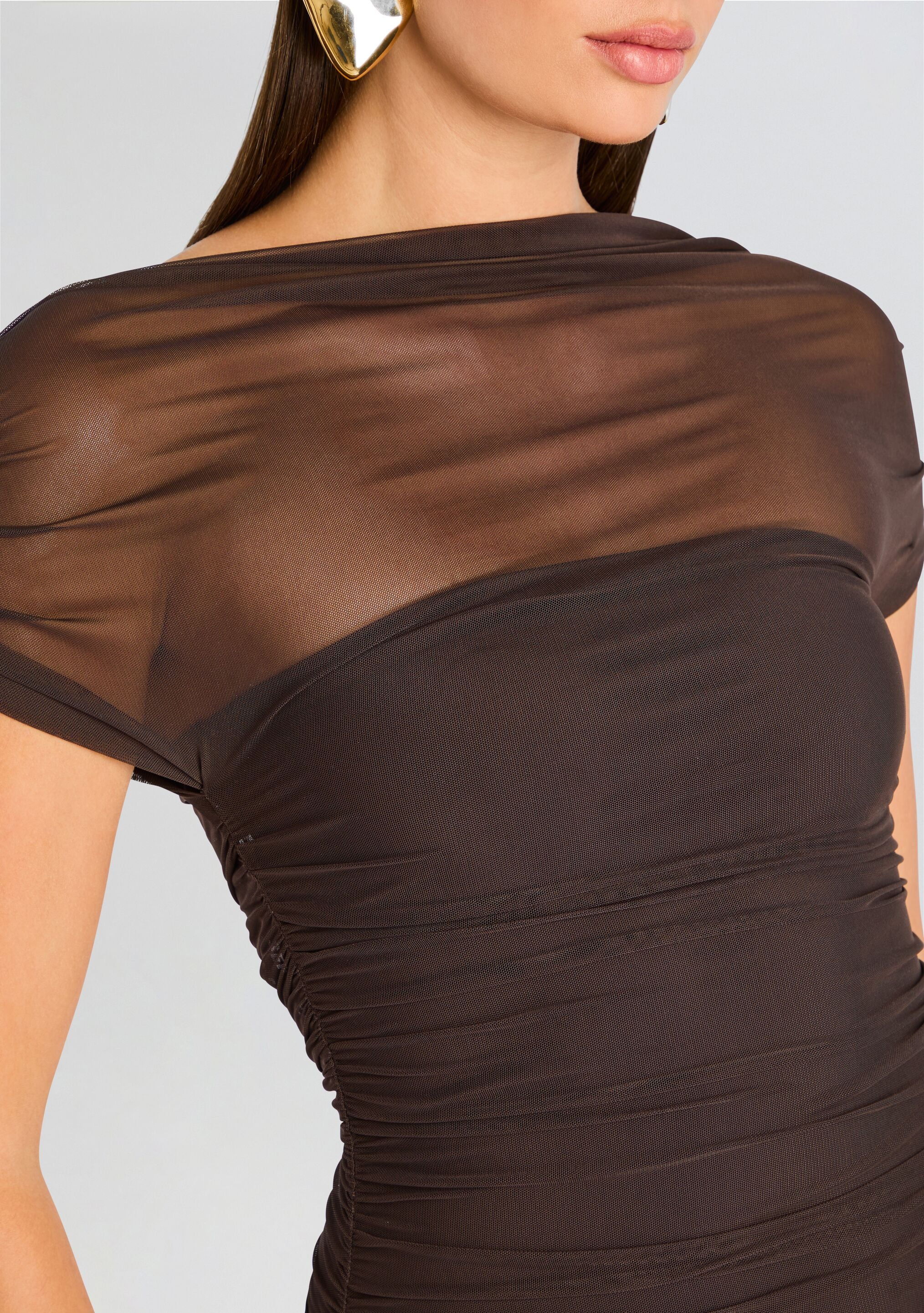Noel Mesh Midi Dress-Cup Shy