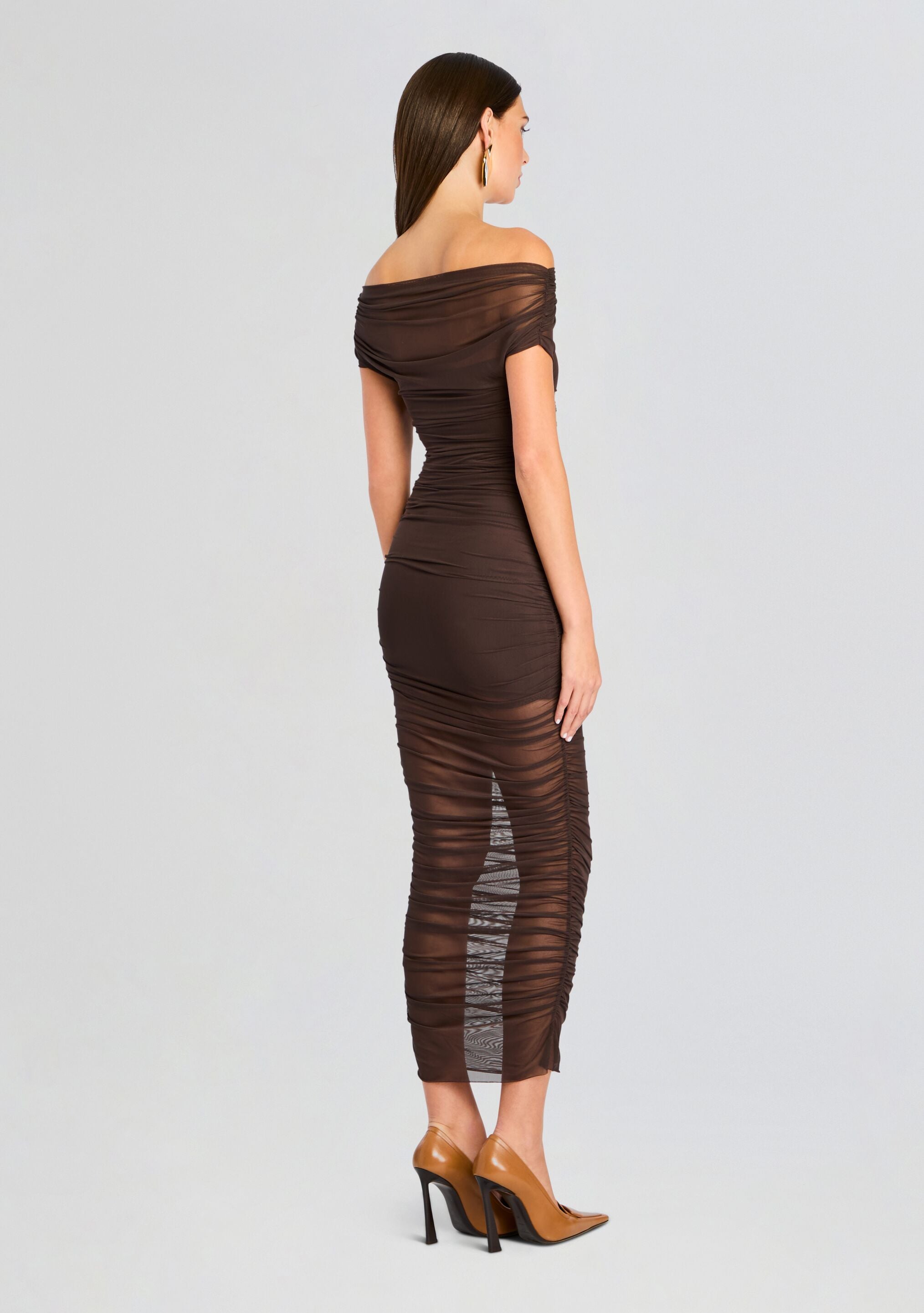 Noel Mesh Midi Dress-Cup Shy