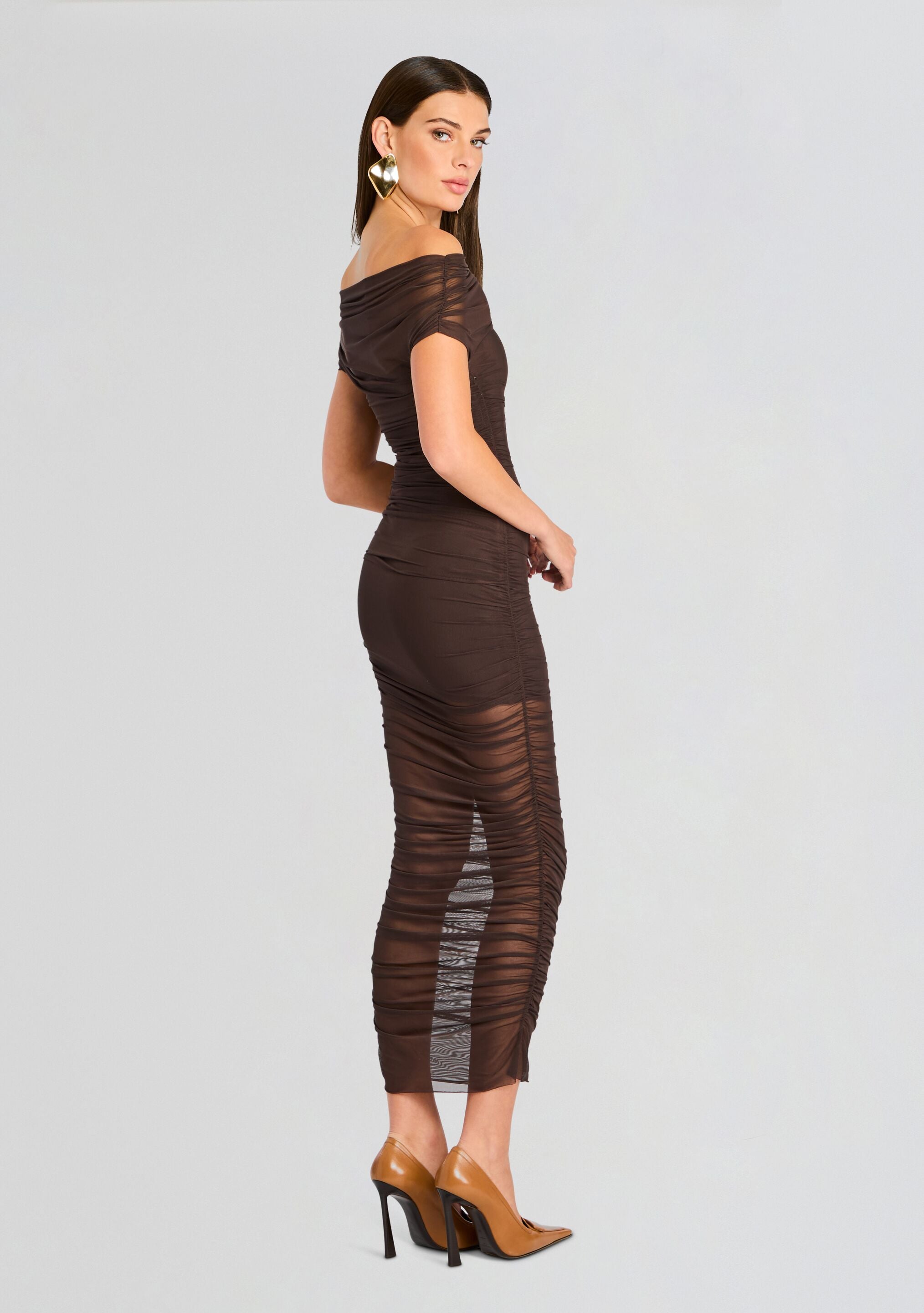 Noel Mesh Midi Dress-Cup Shy