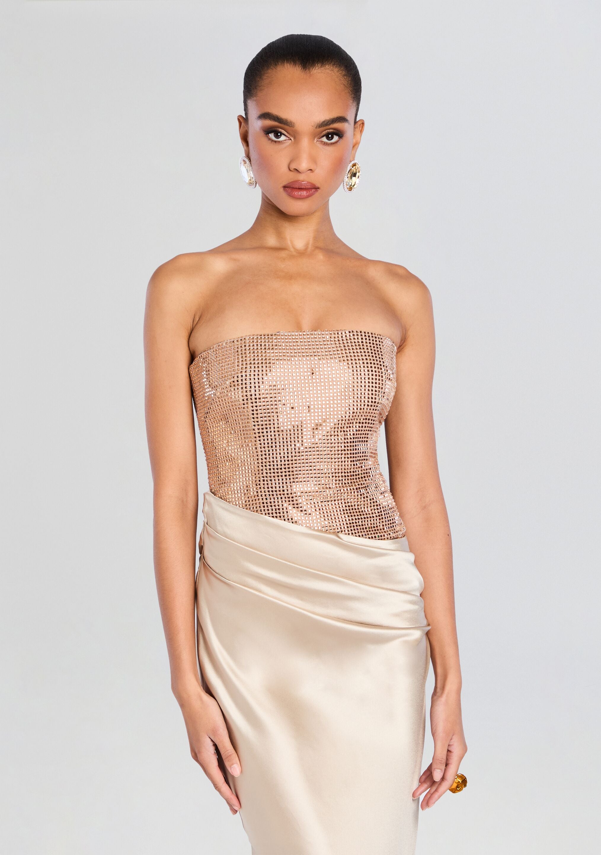 Alexandra Embellished Dress-Cup Shy