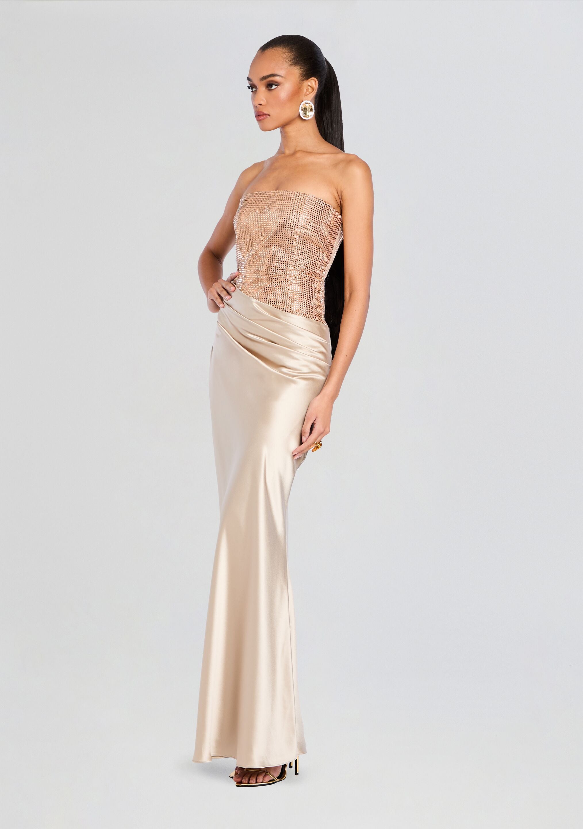 Alexandra Embellished Dress-Cup Shy