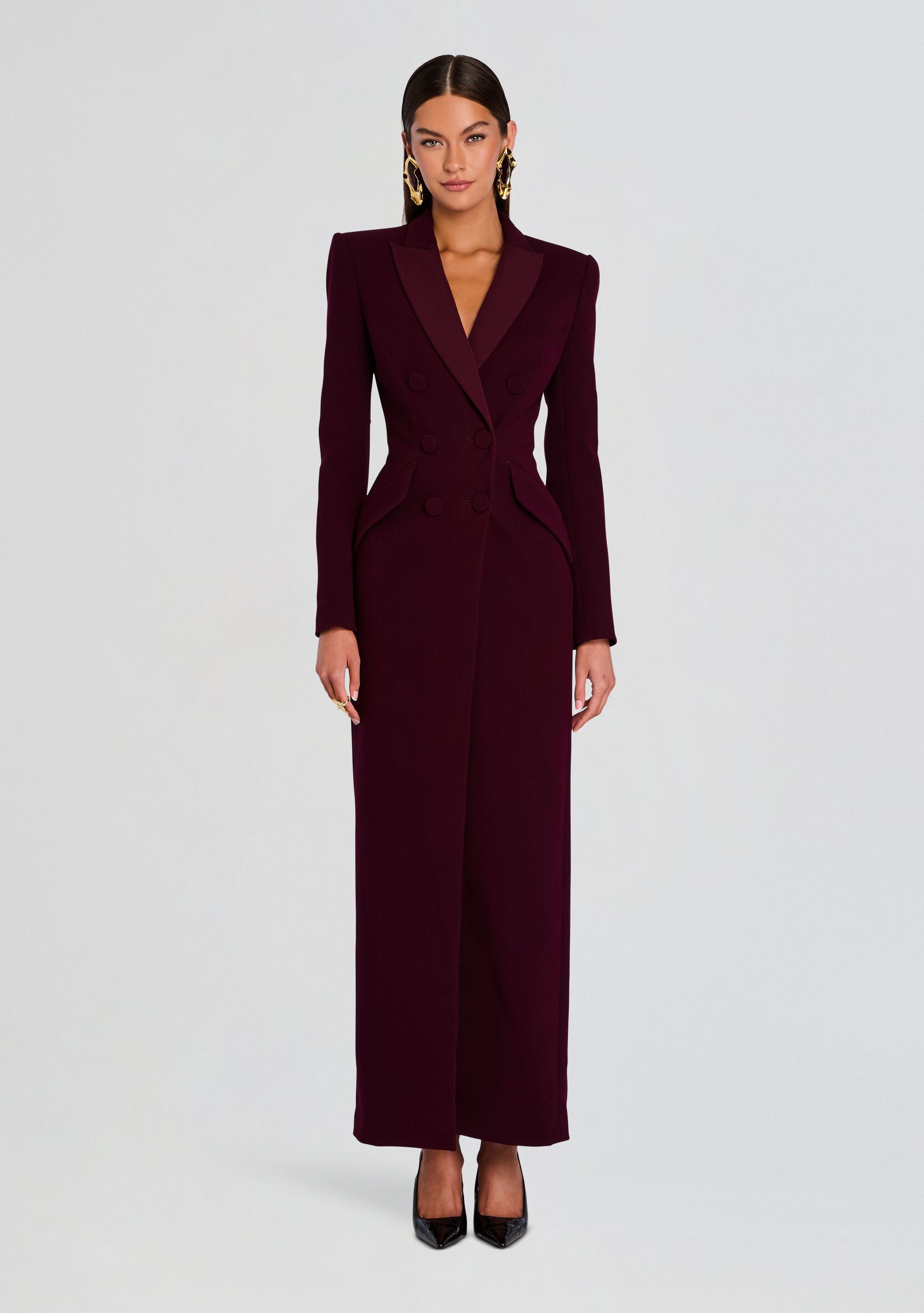 Amberly Blazer Evening Dress-Cup Shy