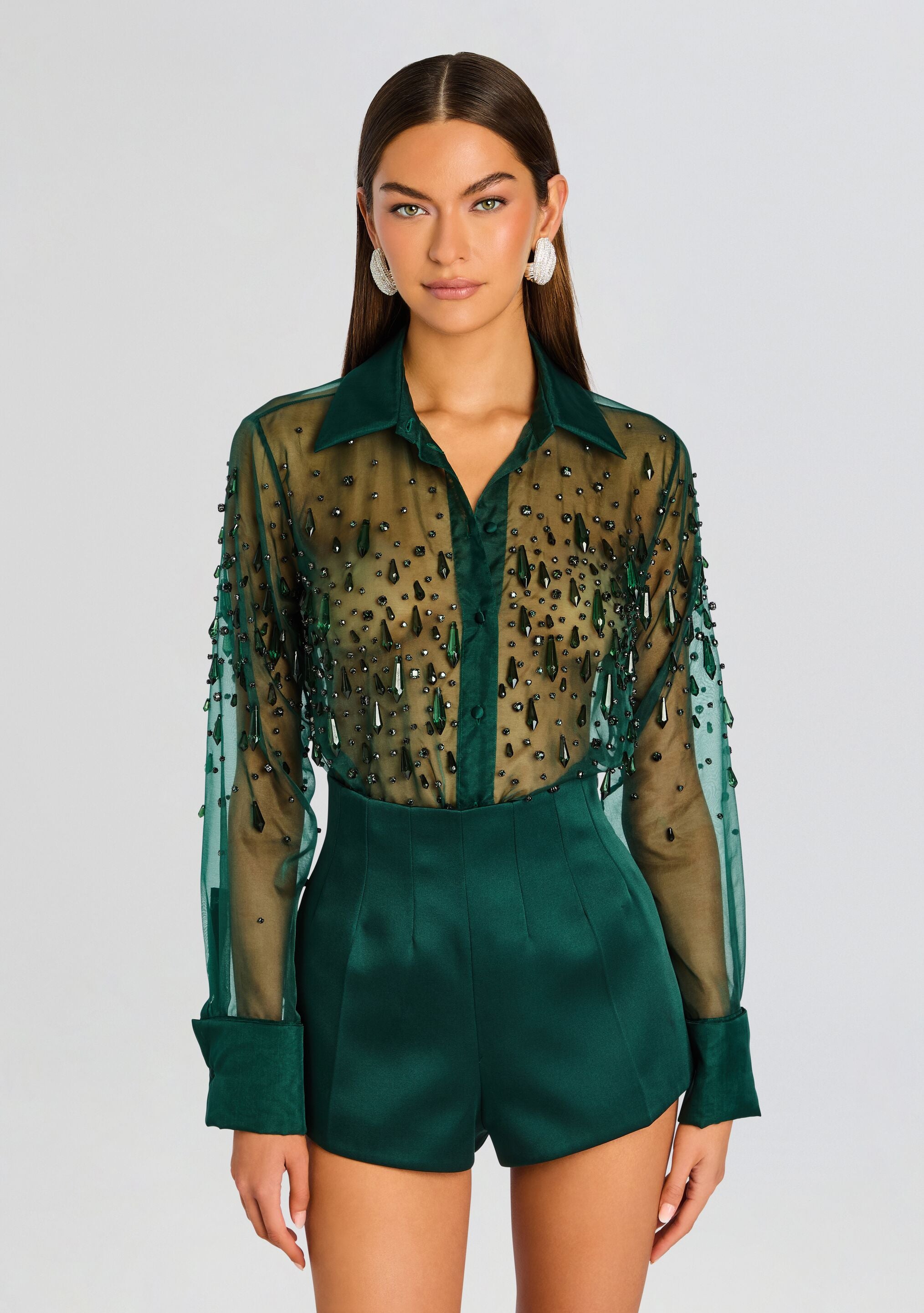 Aubriella Embellished Shirt-Cup Shy
