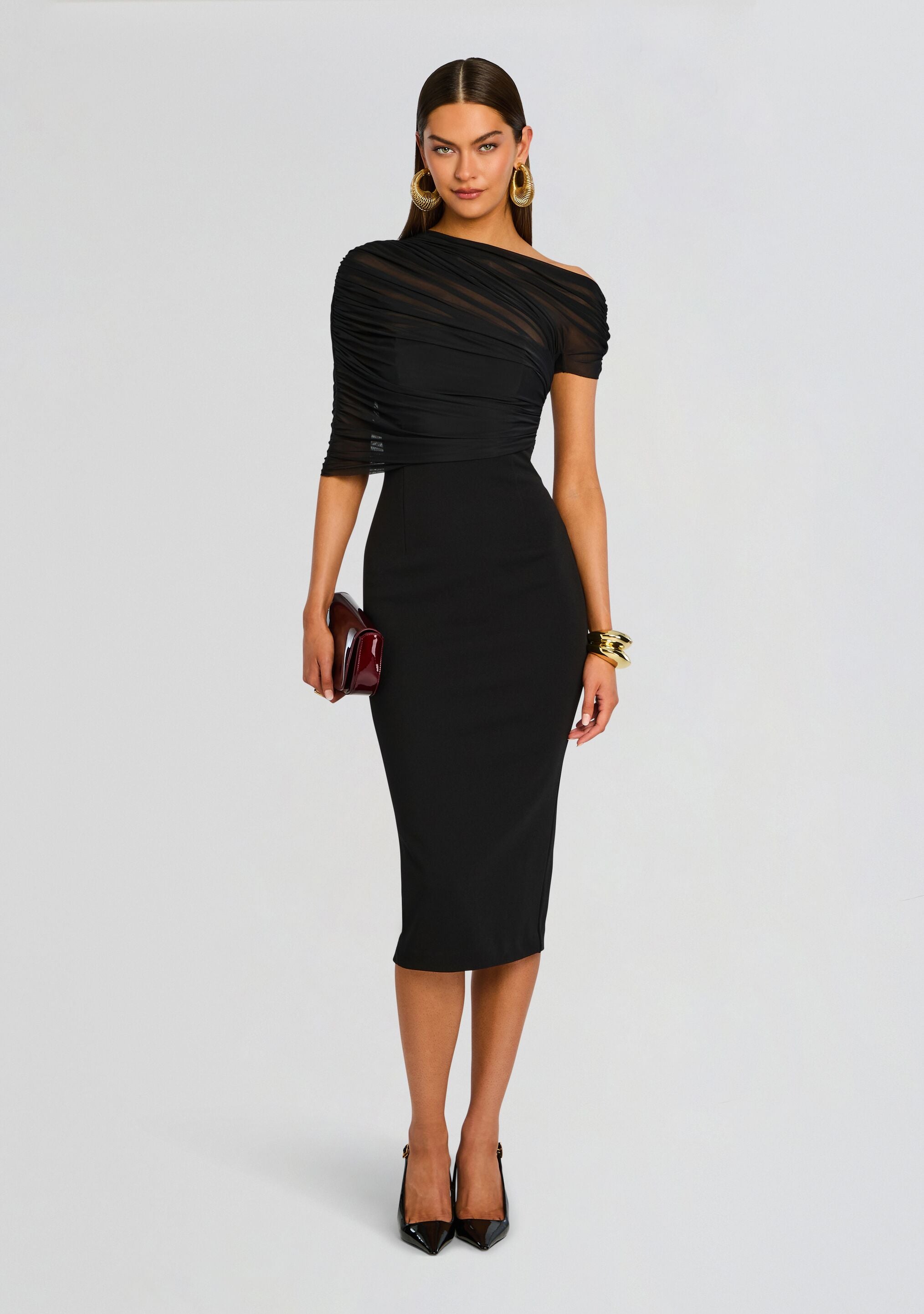 Selma Midi Crepe Dress-Cup Shy