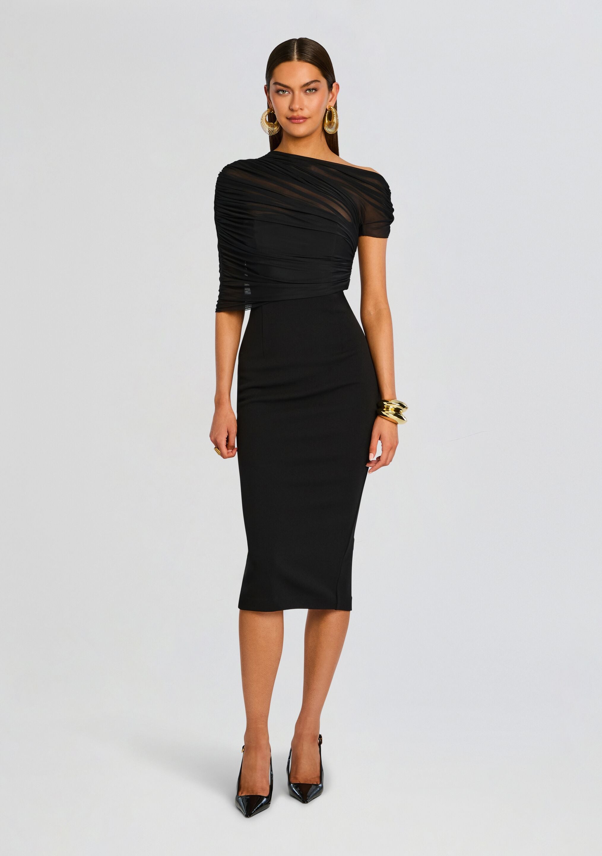 Selma Midi Crepe Dress-Cup Shy