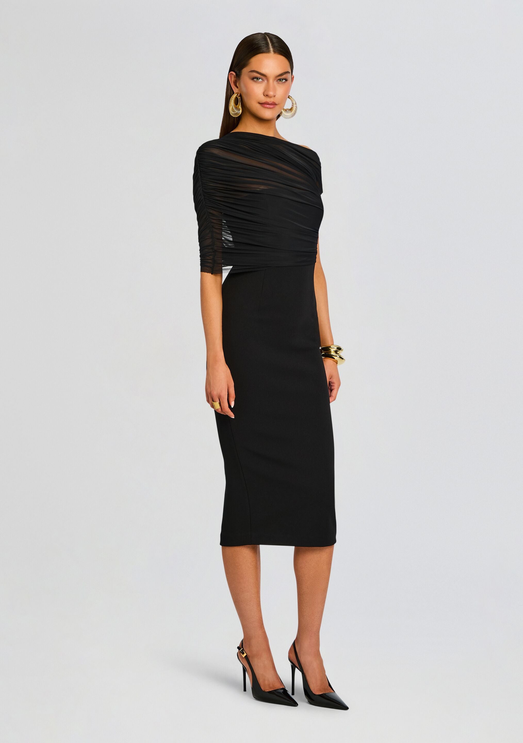 Selma Midi Crepe Dress-Cup Shy