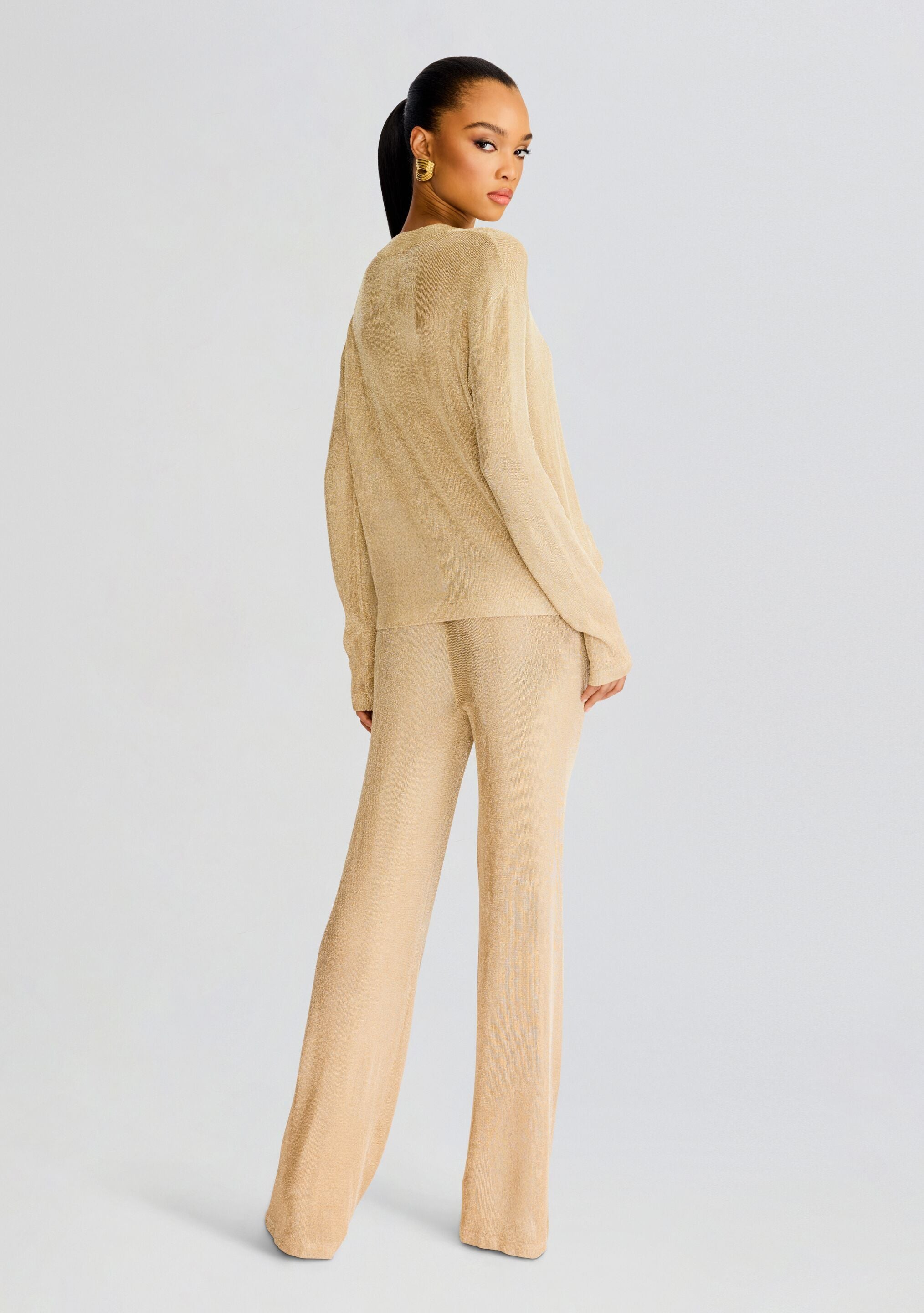 Sheldon Metallic Knit Pant-Cup Shy