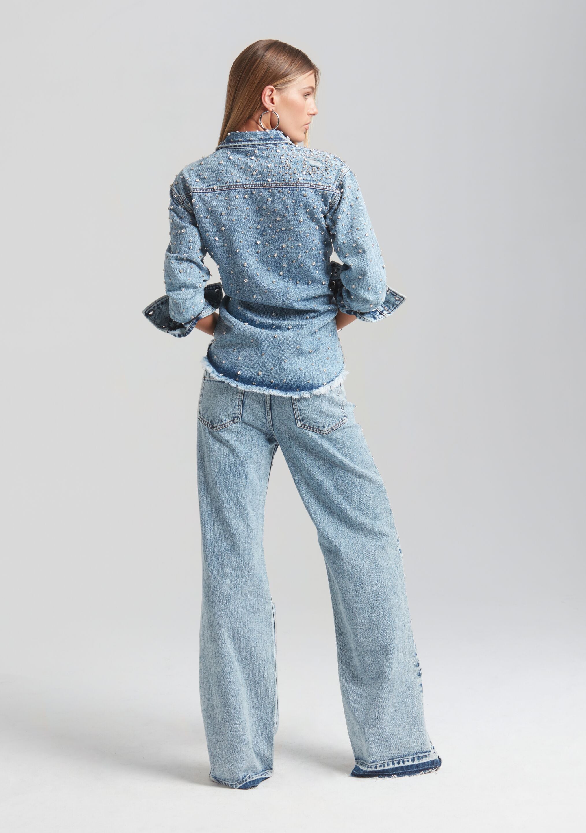 Bronte Wide Leg Crystal Embellished Jean-Cup Shy