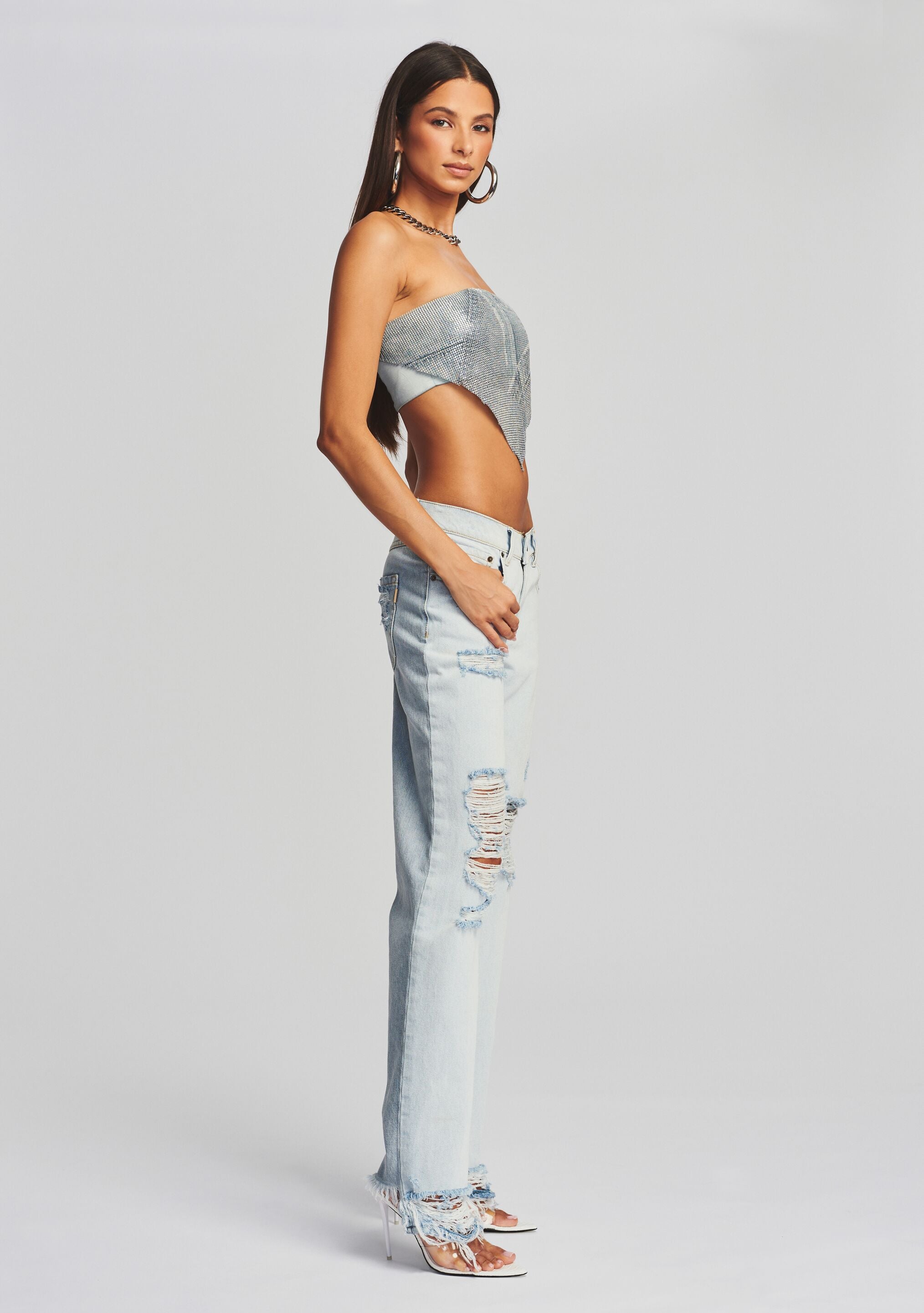 Milos Embellished Chainmail Top-Cup Shy