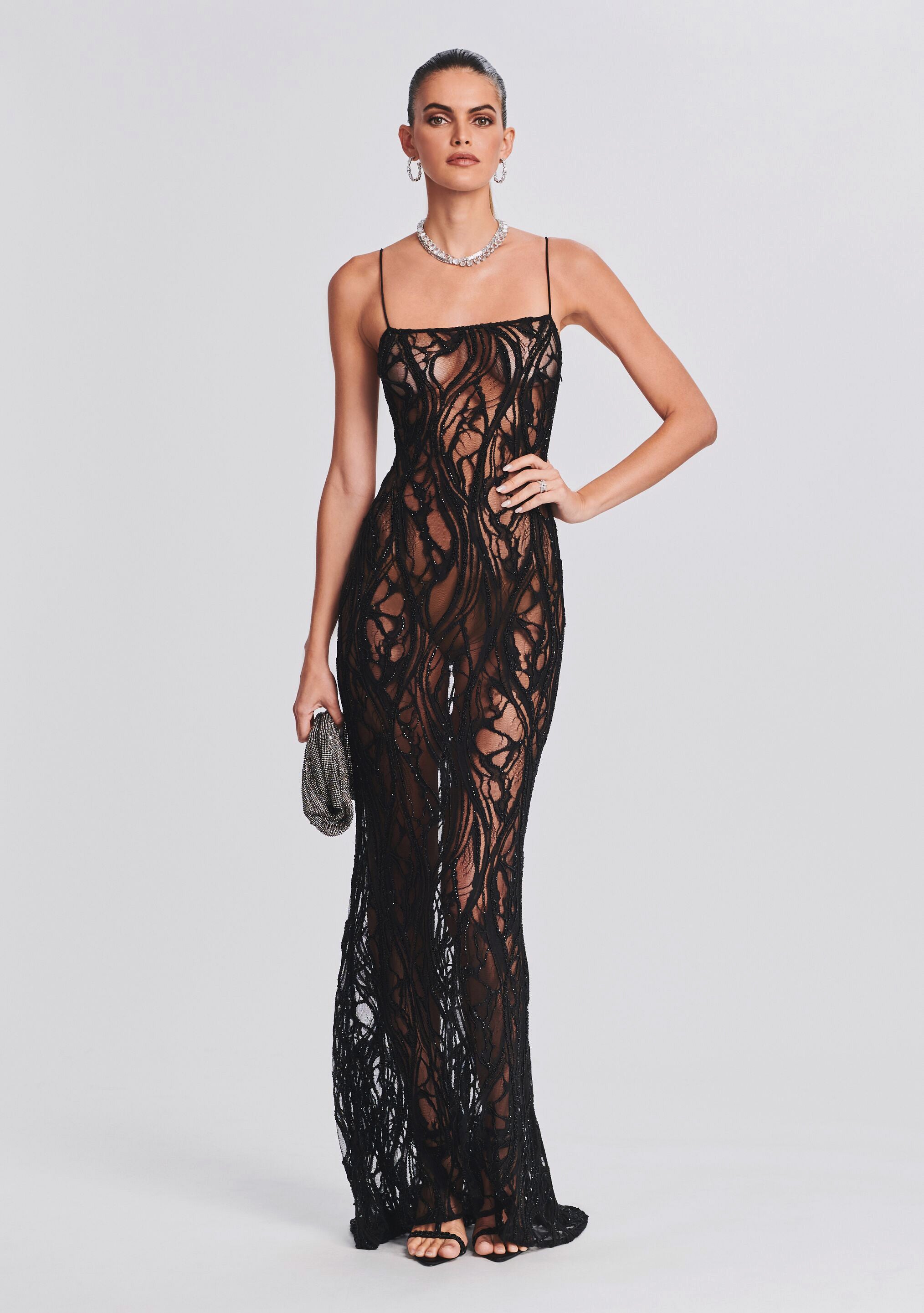 Winnie Embellished Lace Dress-Cup Shy