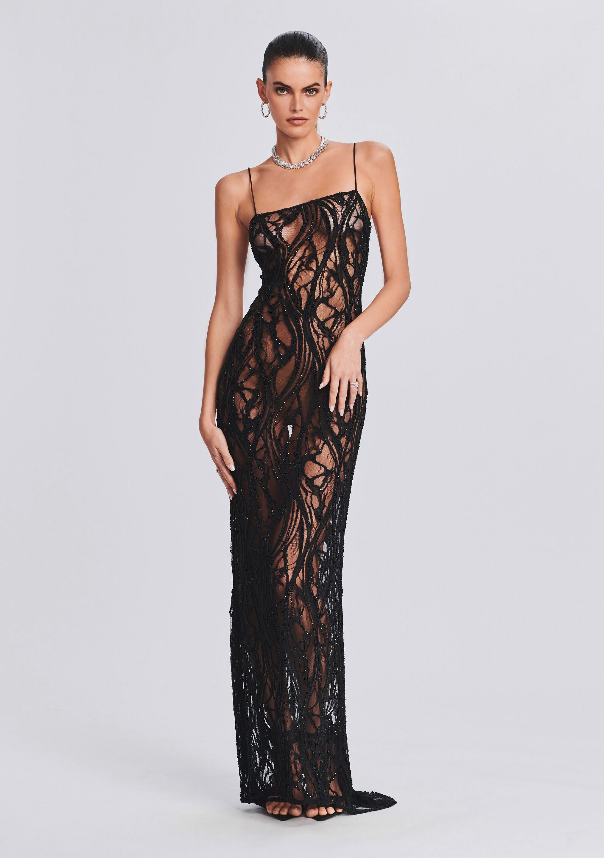 Winnie Embellished Lace Dress-Cup Shy