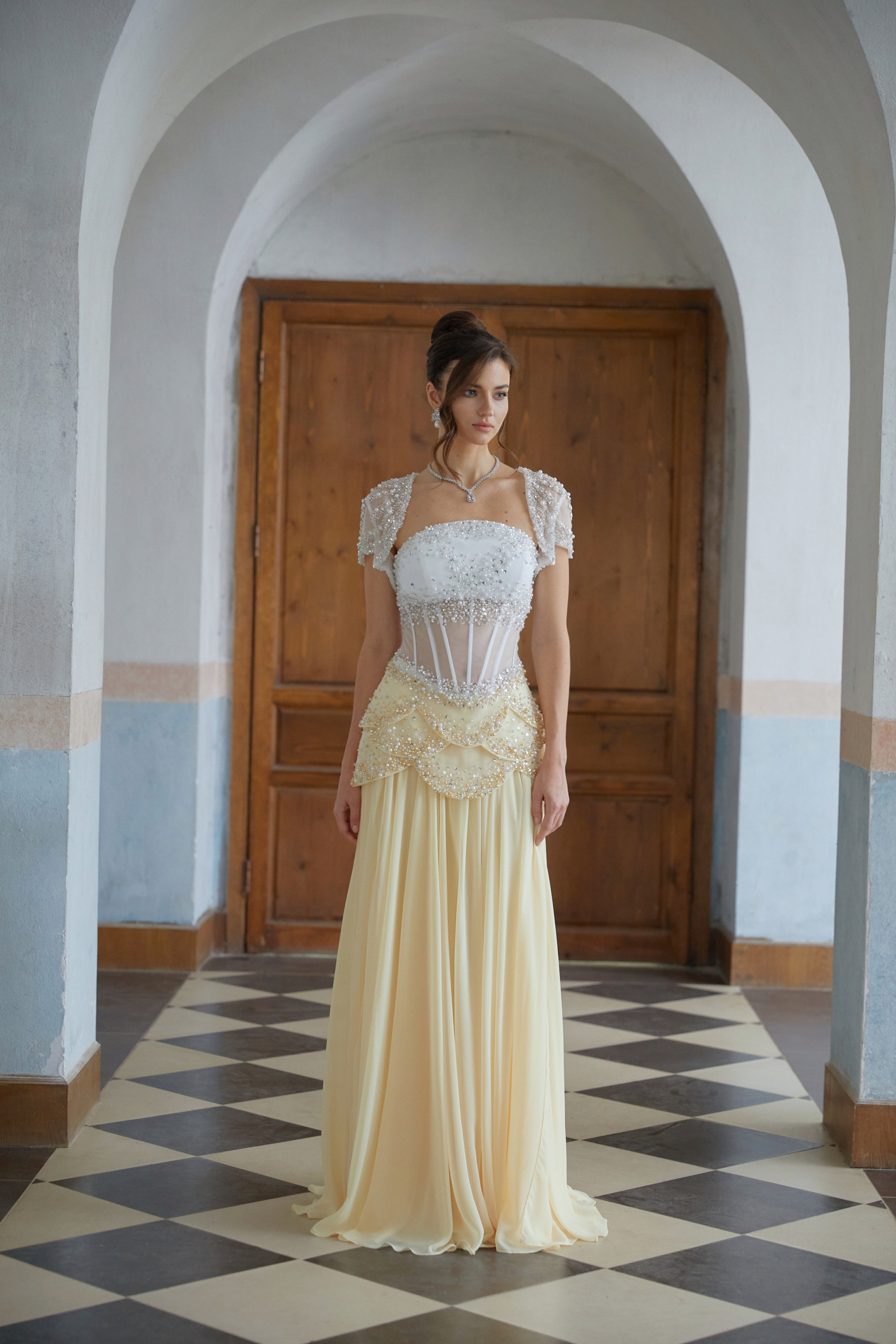 Kiki Yellow Embellished Maxi Gown-Lomanty