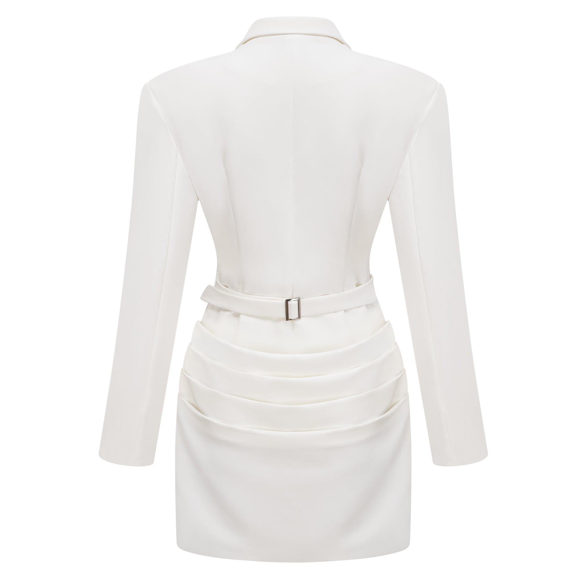 Rosette White Ruched Blazer Mini Dress-Lomanty