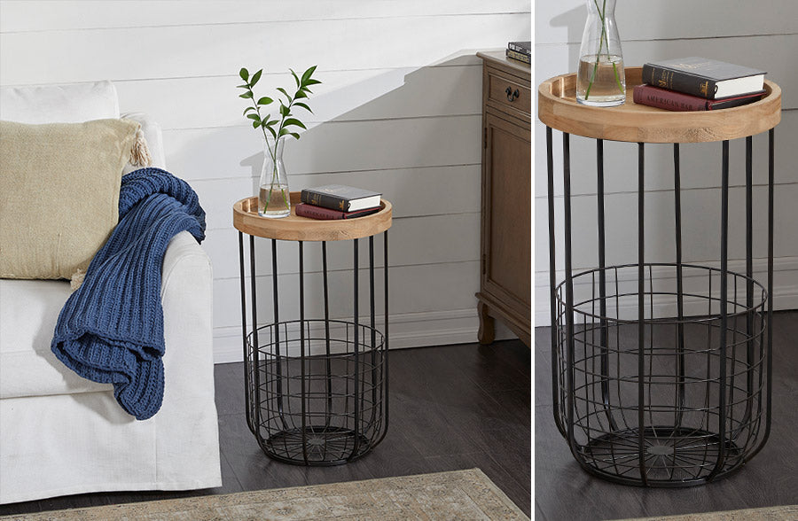 Wire Birdcage Inspired Storage Side Table-Miyaedas