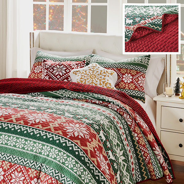 Winter Themed Reversible Quilt Set, Choose Your Size-Miyaedas