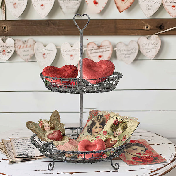 Wire Heart Two-Tier Serving Stand-Miyaedas