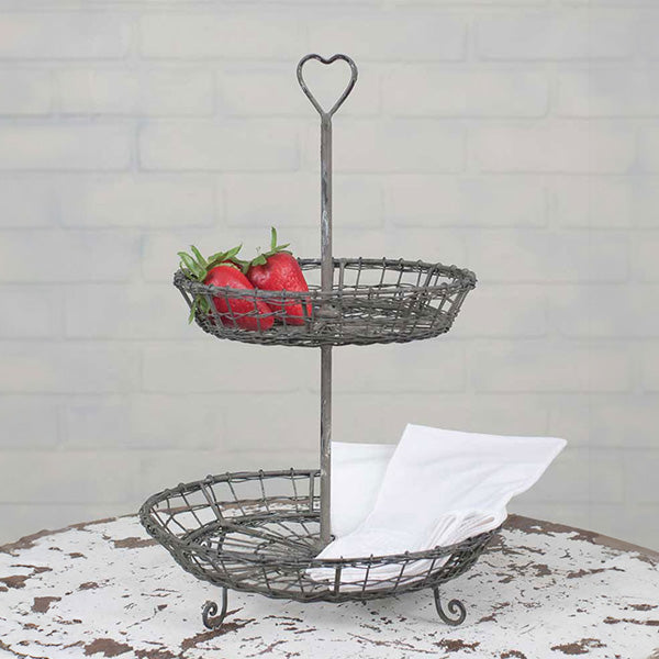 Wire Heart Two-Tier Serving Stand-Miyaedas