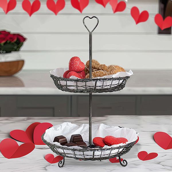 Wire Heart Two-Tier Serving Stand-Miyaedas