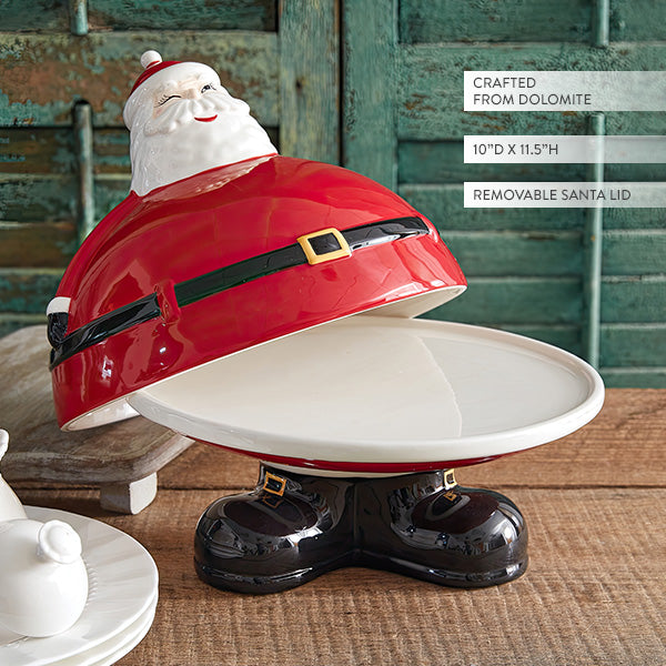 Winking Santa Dessert Stand with Removable Lid-Miyaedas