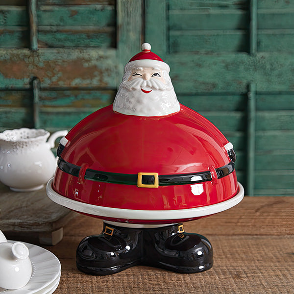 Winking Santa Dessert Stand with Removable Lid-Miyaedas